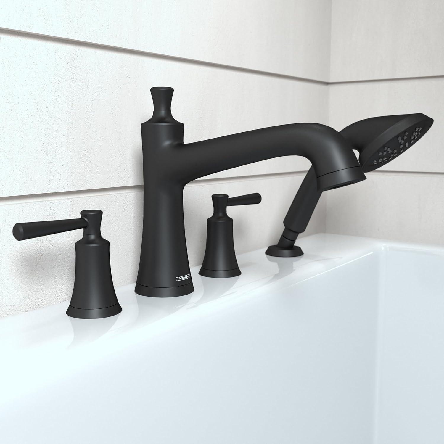 Joleena Double Handle Deck Mounted Roman Tub Faucet Trim with Diverter and Handshower