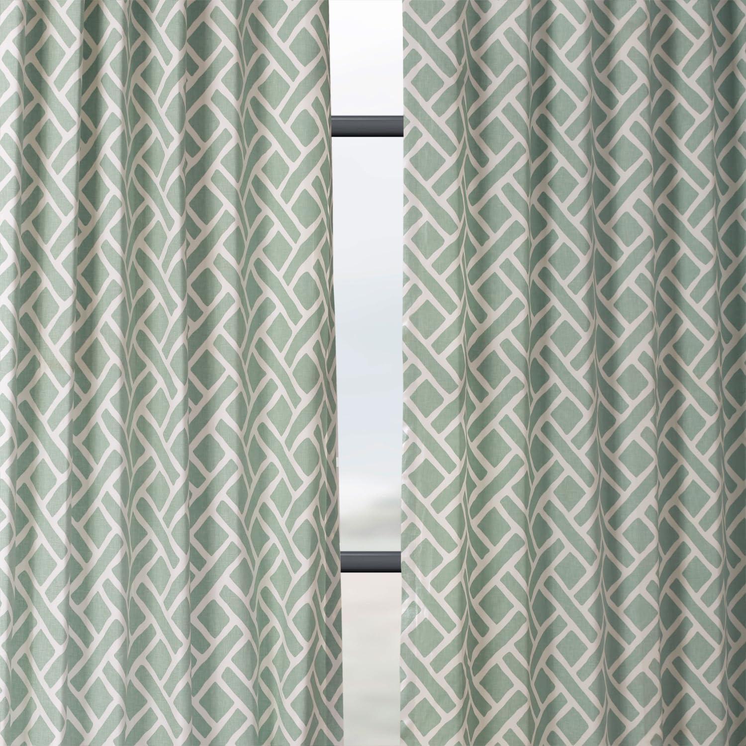 Martinique Aqua Printed Cotton Curtain (1 Panel), Martinique Aqua, 50W X 96L