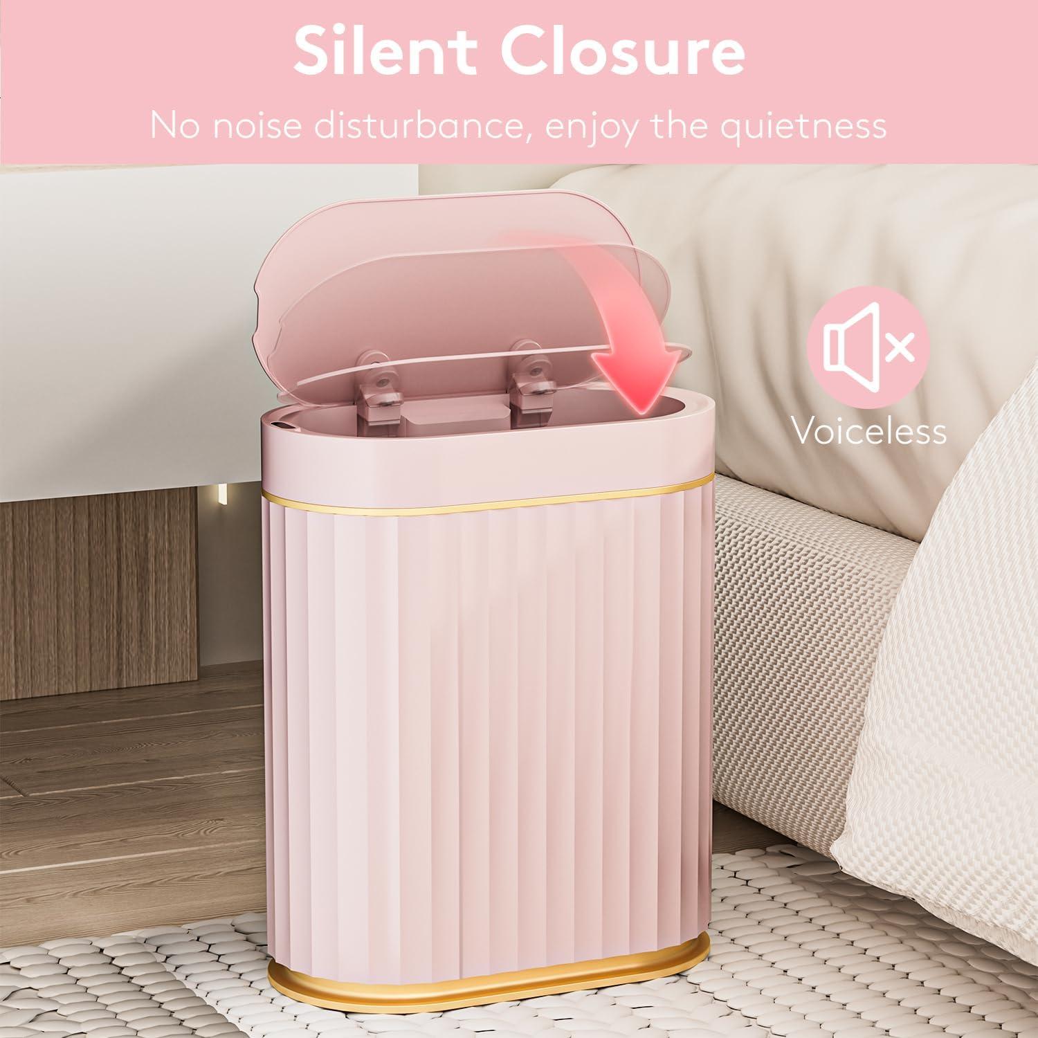 Fashion Finesse Bathroom Trash Can With Lid -  2 Gallon Sensor Trash Bin, Automatic Narrow Garbage Can, Waterproof Smart Trash Can, Slim Motion Sensor Waste Bins For Bathroom, Living Room, Office
