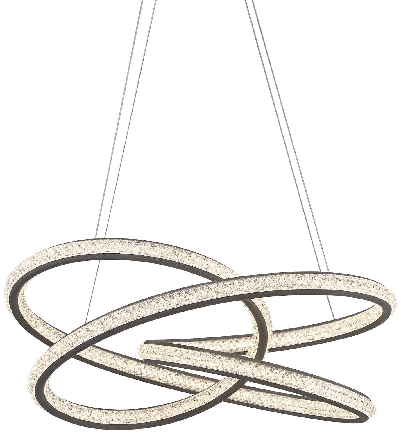 Possini Euro Design London Sand Gray Ceiling Pendant Light 21" Wide Ultra Modern Sprial Dimmable LED Strip Steel Dining Room House Foyer Kitchen