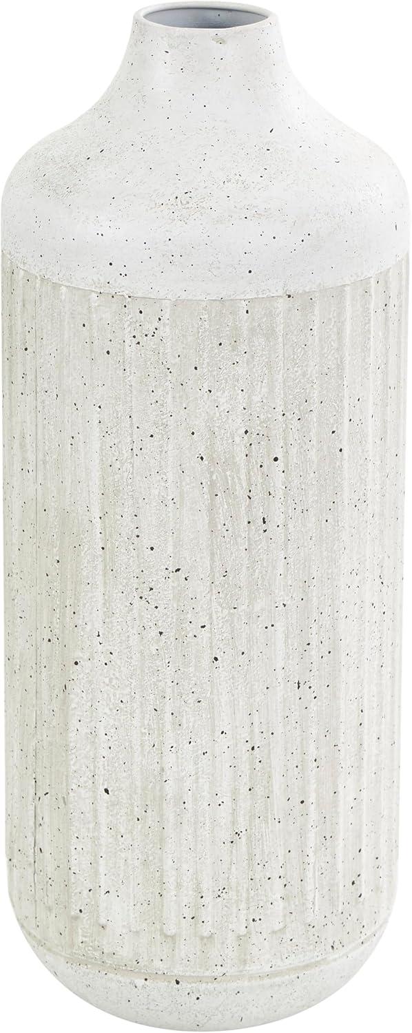 DecMode 13" Textured White Metal Vase