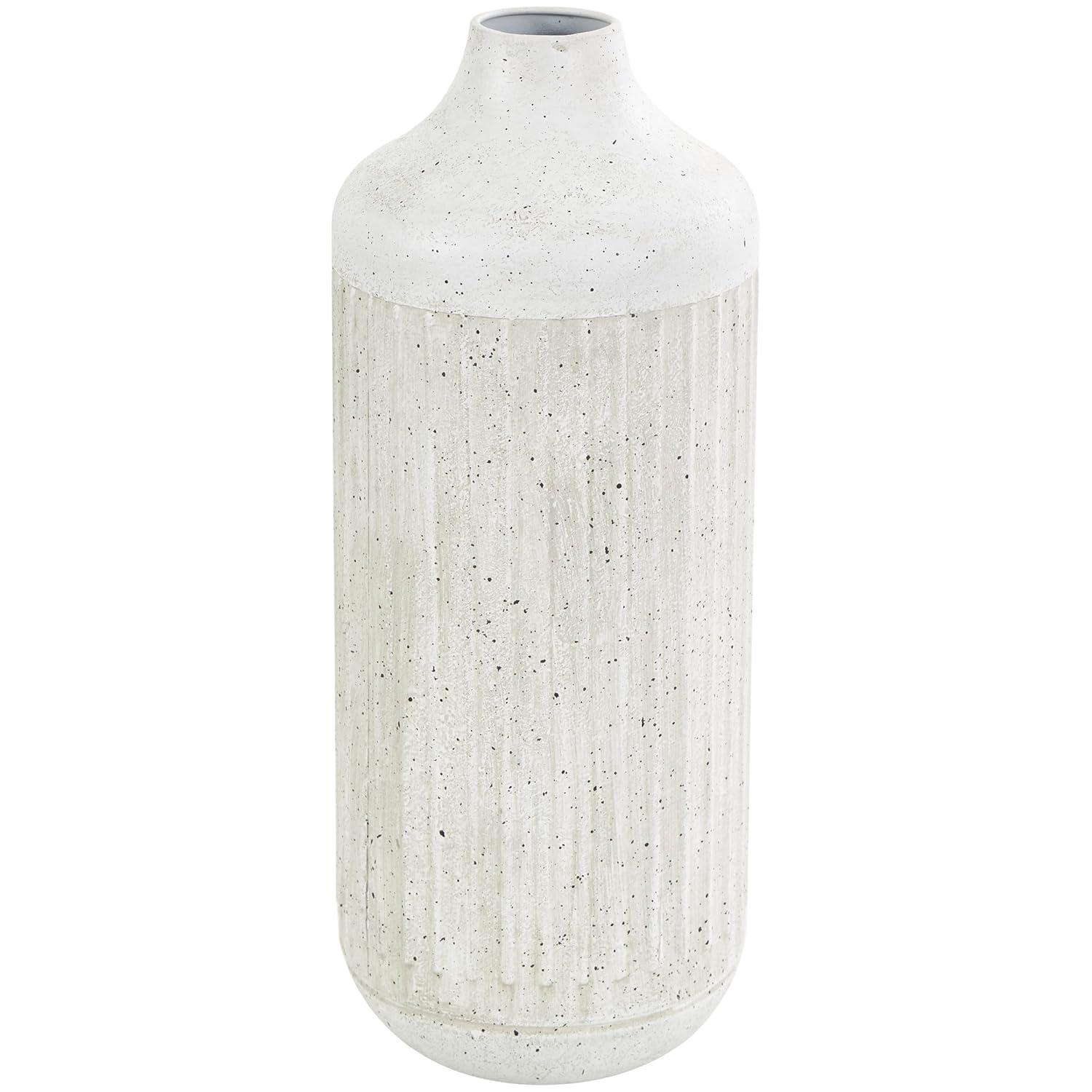DecMode 13" Textured White Metal Vase