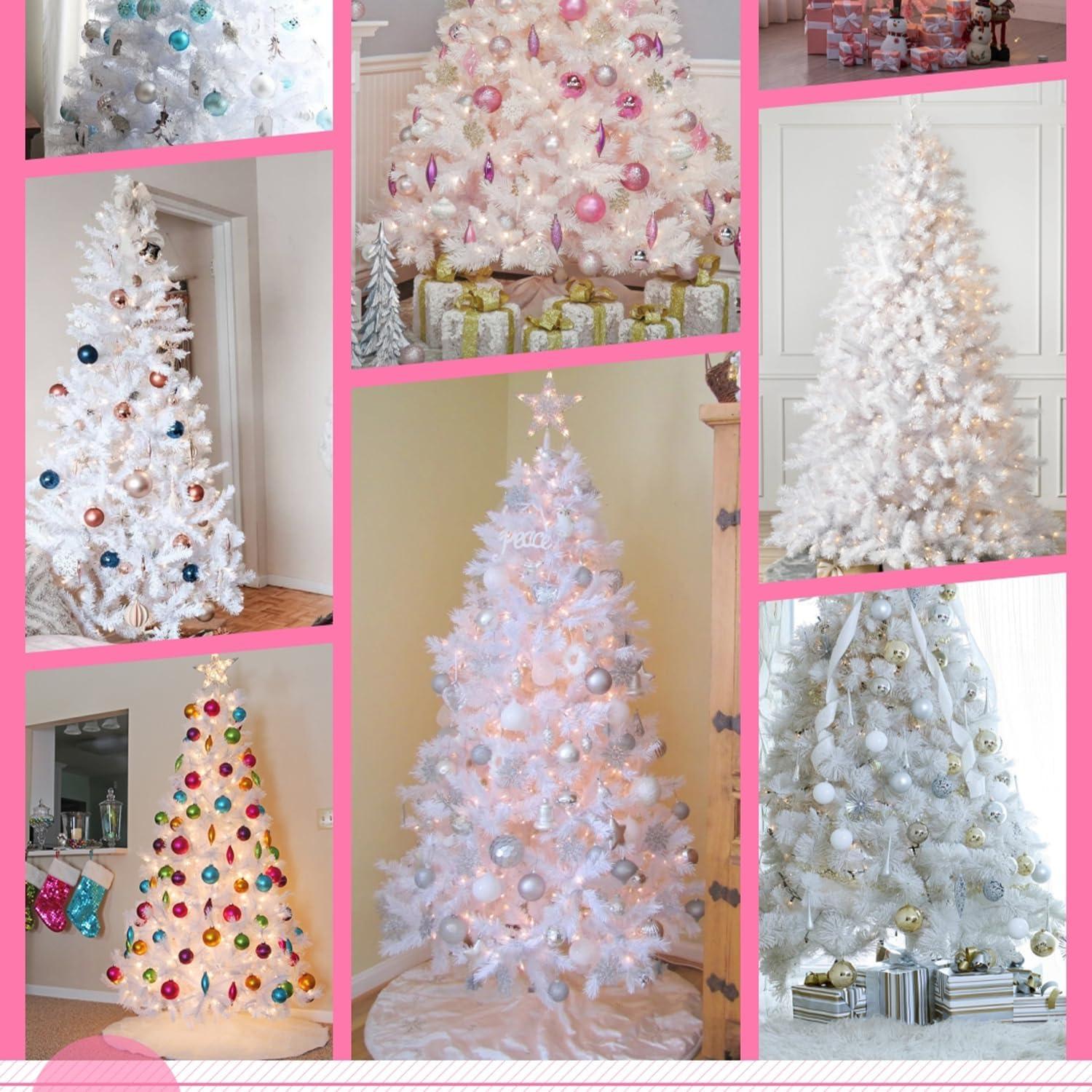 6-Foot White PVC Christmas Tree with Multicolor LED Lights