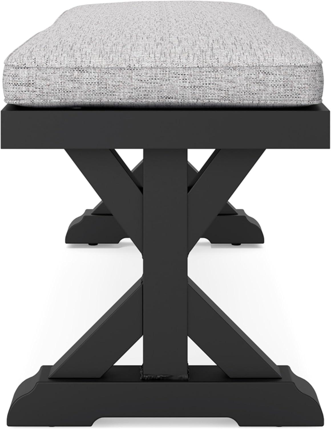 Signature Design by Ashley Beachcroft Outdoor Bench with Cushion, Black & Light Gray