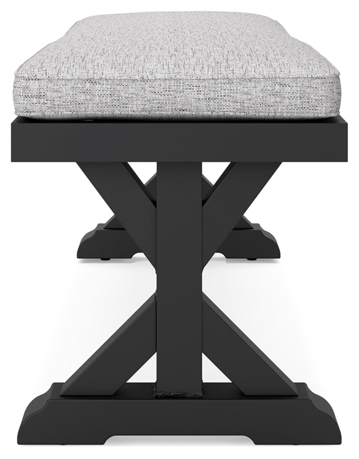Signature Design by Ashley Beachcroft Outdoor Bench with Cushion, Black & Light Gray