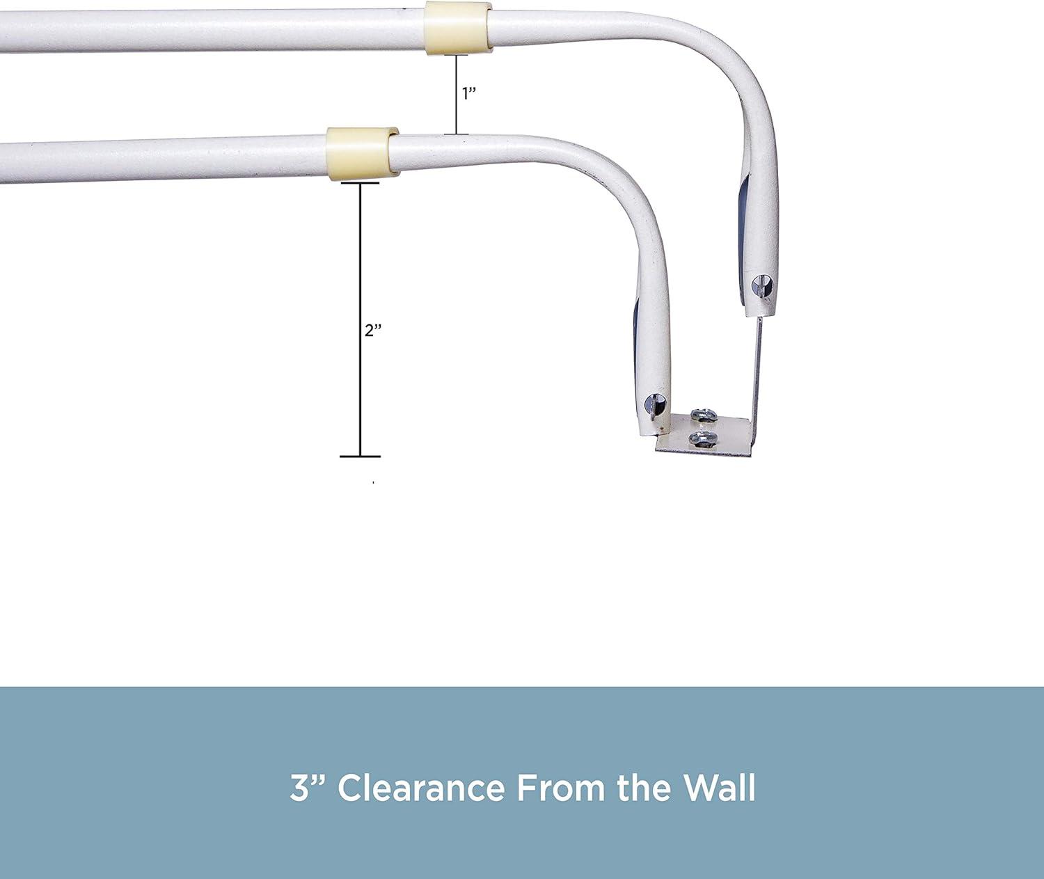 Kenney 48-86" Basic Steel Adjustable Double Curtain Rod, White