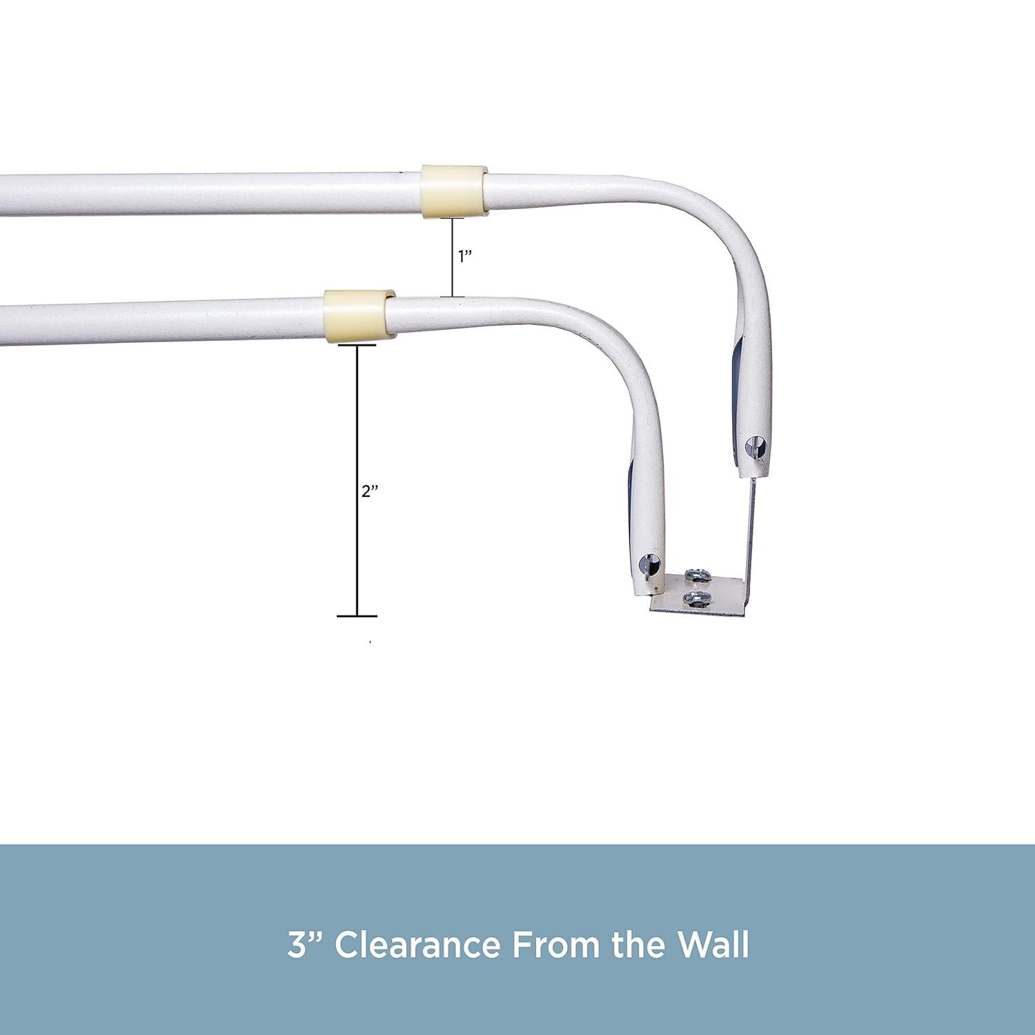 Kenney 48-86" Basic Steel Adjustable Double Curtain Rod, White