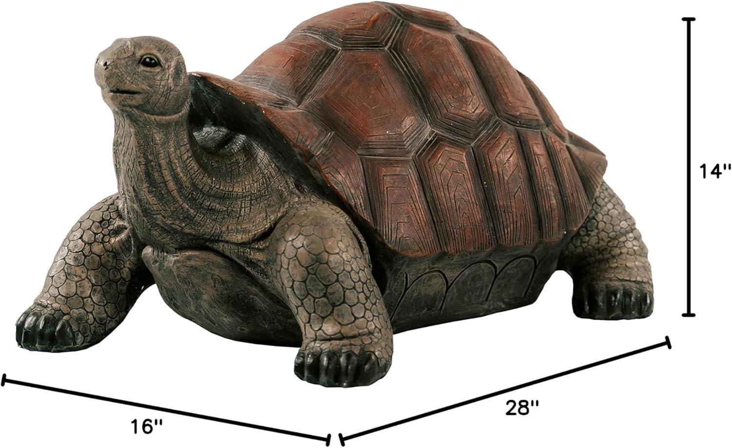 28" Brown and Black Concrete Tortoise Garden Statue