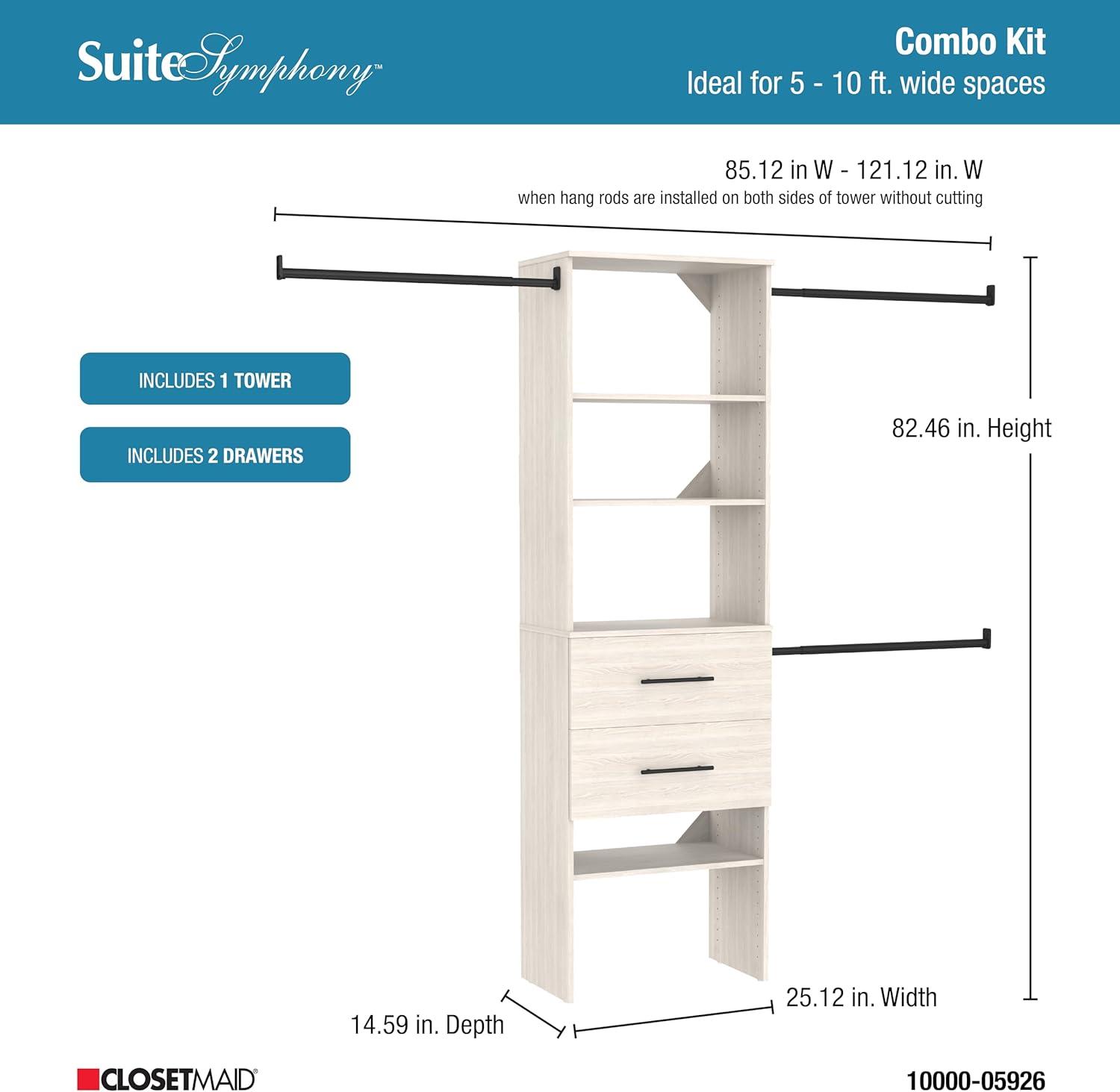 ClosetMaid SuiteSymphony 84" W -120" W Closet System Kit with Drawers