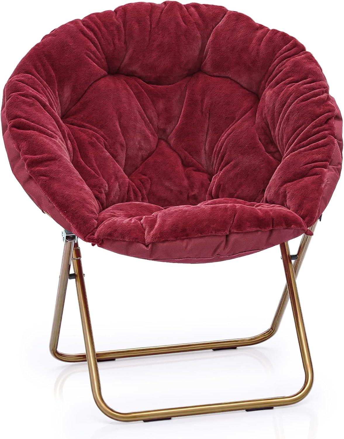 Mercer41 Amey Foldable Round Saucer Chair Portable Dorm Chair Lounge Chair Accent Chair for Bedroom Living Room