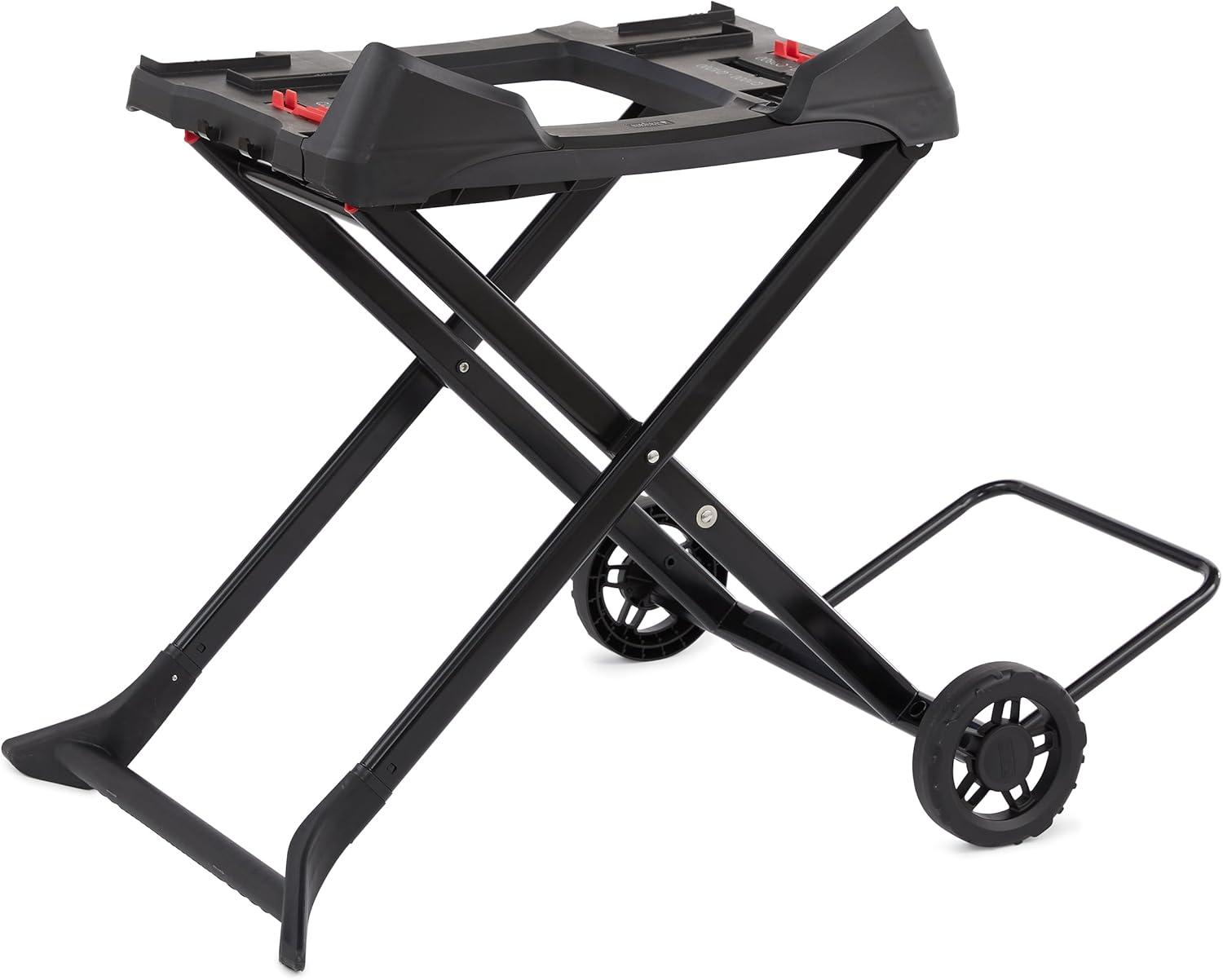 Black Portable Grill Cart with Wheels