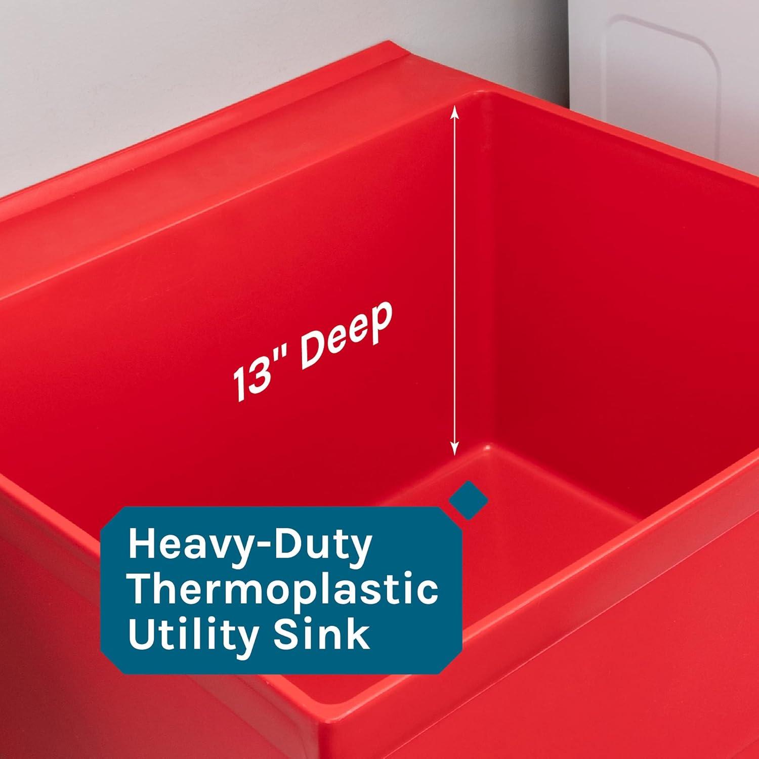 19 Gallon Utility Sink Laundry Tub by JS Jackson Supplies with Adjustable Metal Legs, Ideal for Laundry room, Basement, or Garage Workshop. Heavy Duty Shop Sink. No Faucet Included