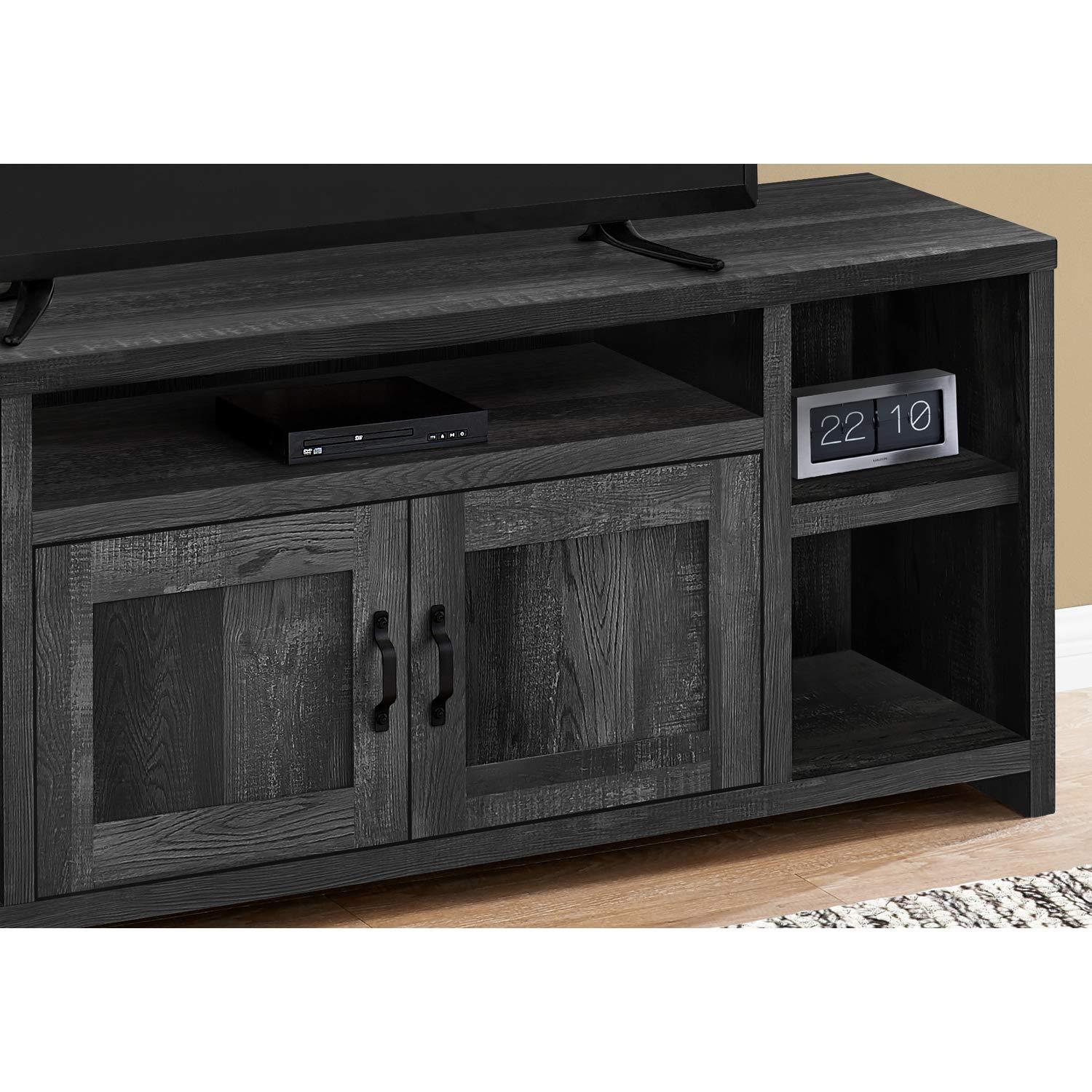 Monarch Specialties Tv Stand 60 Inch Console Media Entertainment Center Storage Cabinet Living Room Bedroom Laminate Black Transitional