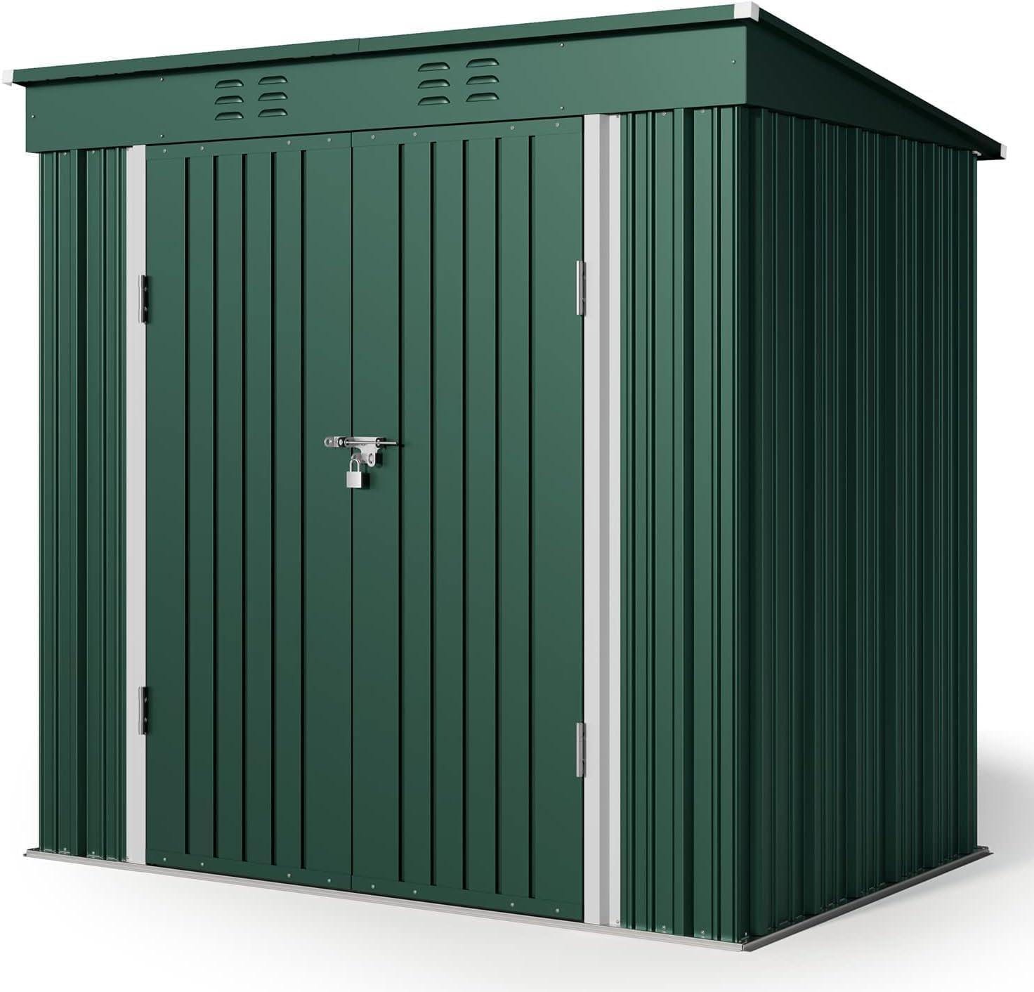 Outdoor Storage Shed, Lofka 6'x 4' Metal Garden Shed with Lockable Door,for Backyard Patio,Green