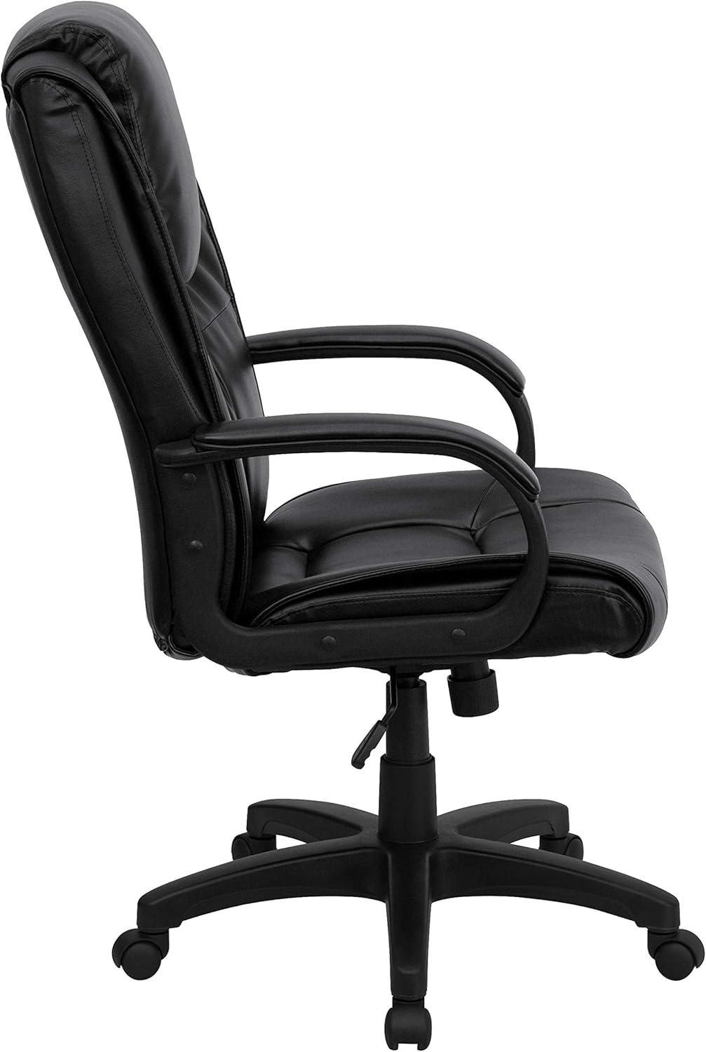 Flash Furniture Jessica High Back Black LeatherSoft Executive Swivel Office Chair with Oversized Headrest and Arms