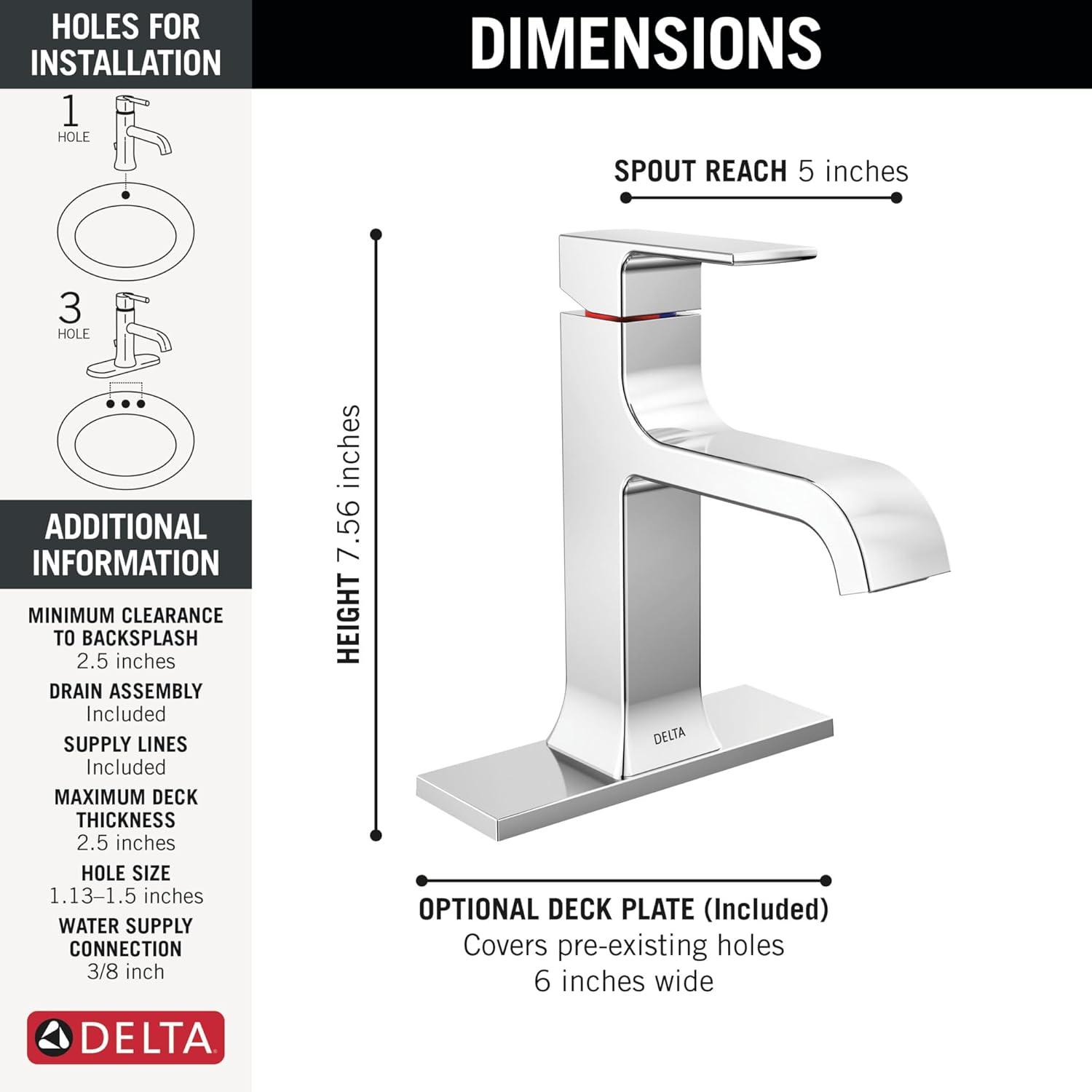 Velum Single Hole Curved Bathroom Faucet with Drain Assembly, Single Handle Bathroom Sink Faucet