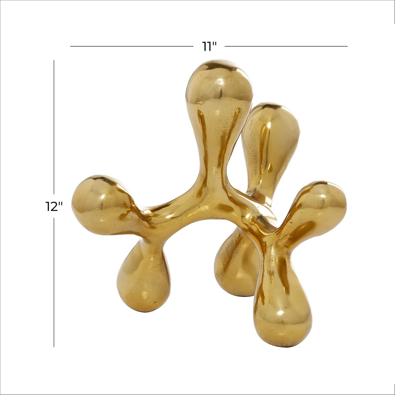 Abstract Metallic Gold Balloon Sculpture 11" Aluminum Statue