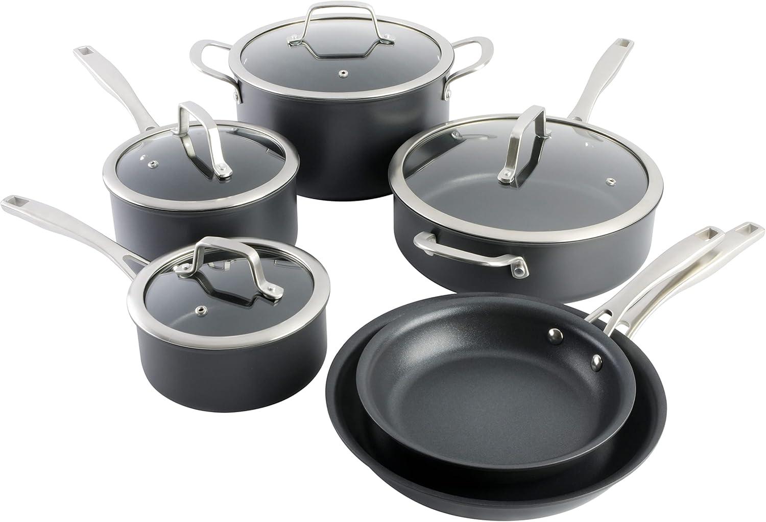 10 - Piece Non-Stick Hard-Anodized Aluminum Cookware Set