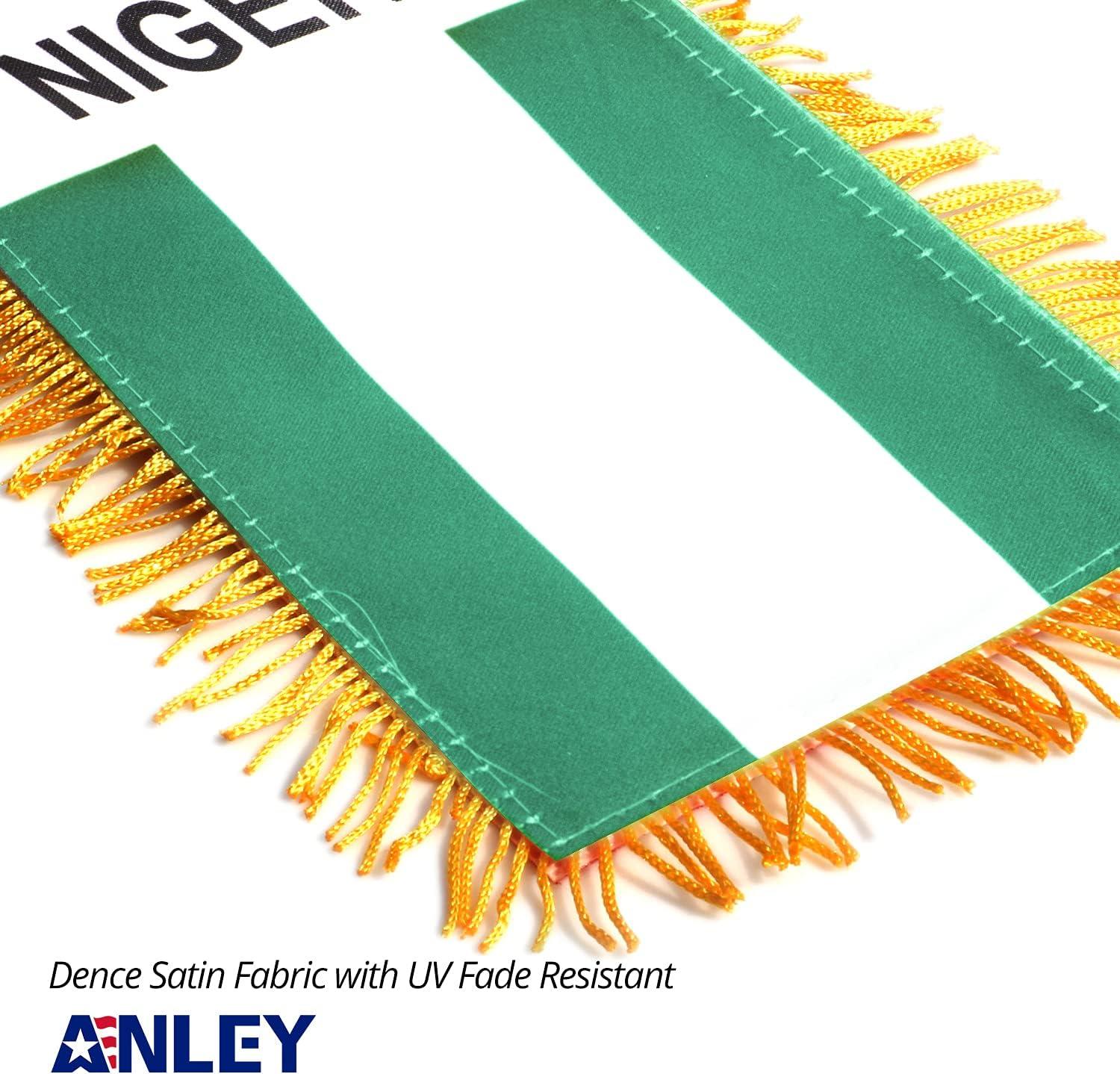 Anley 4 x 6 Inch Nigeria Fringy Window Hanging Flag - Nigerian Hanging Flag