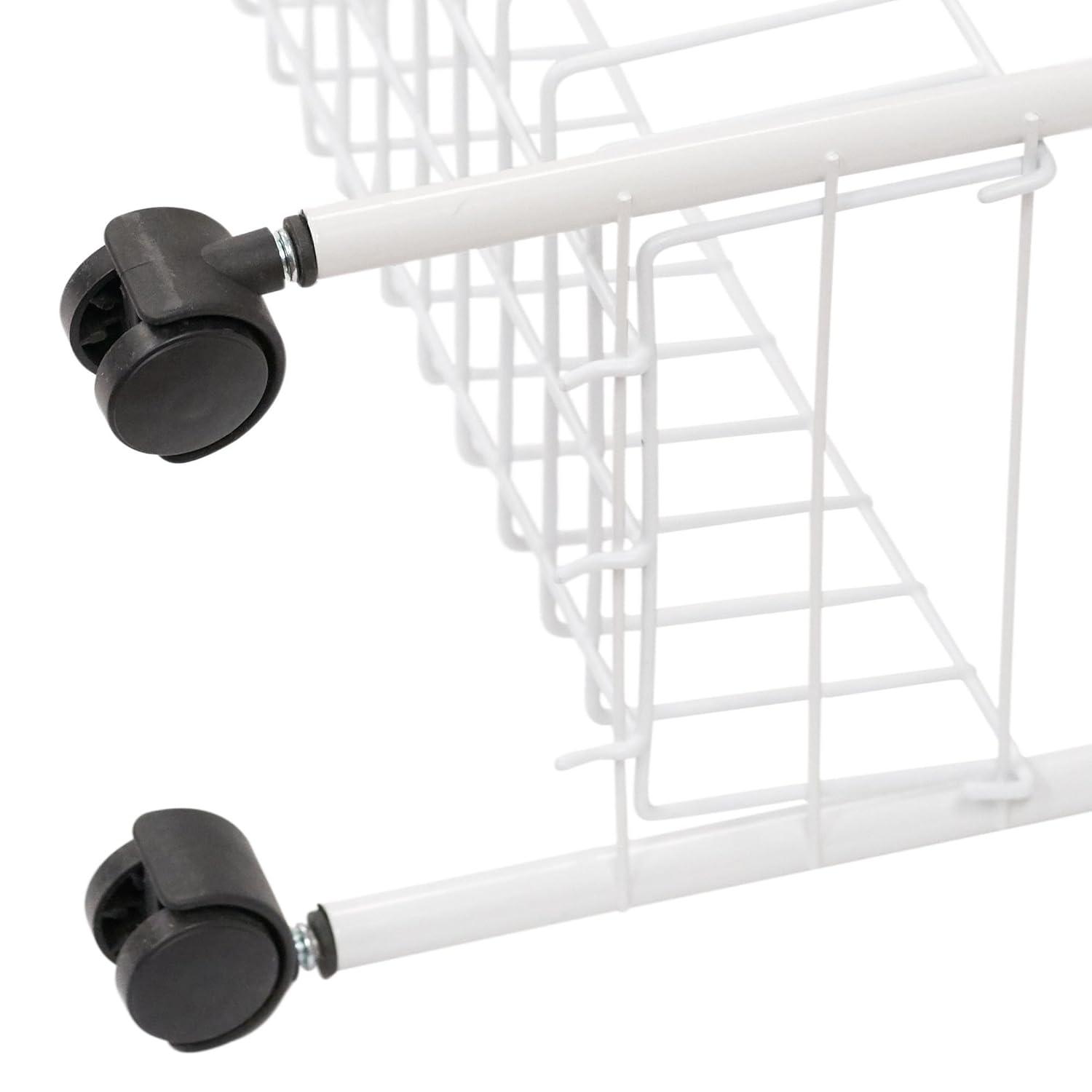Prime made 4-shelf Steel Laundry Cart With Caster Wheels, White, Adult, Senior And Teen Age Groups