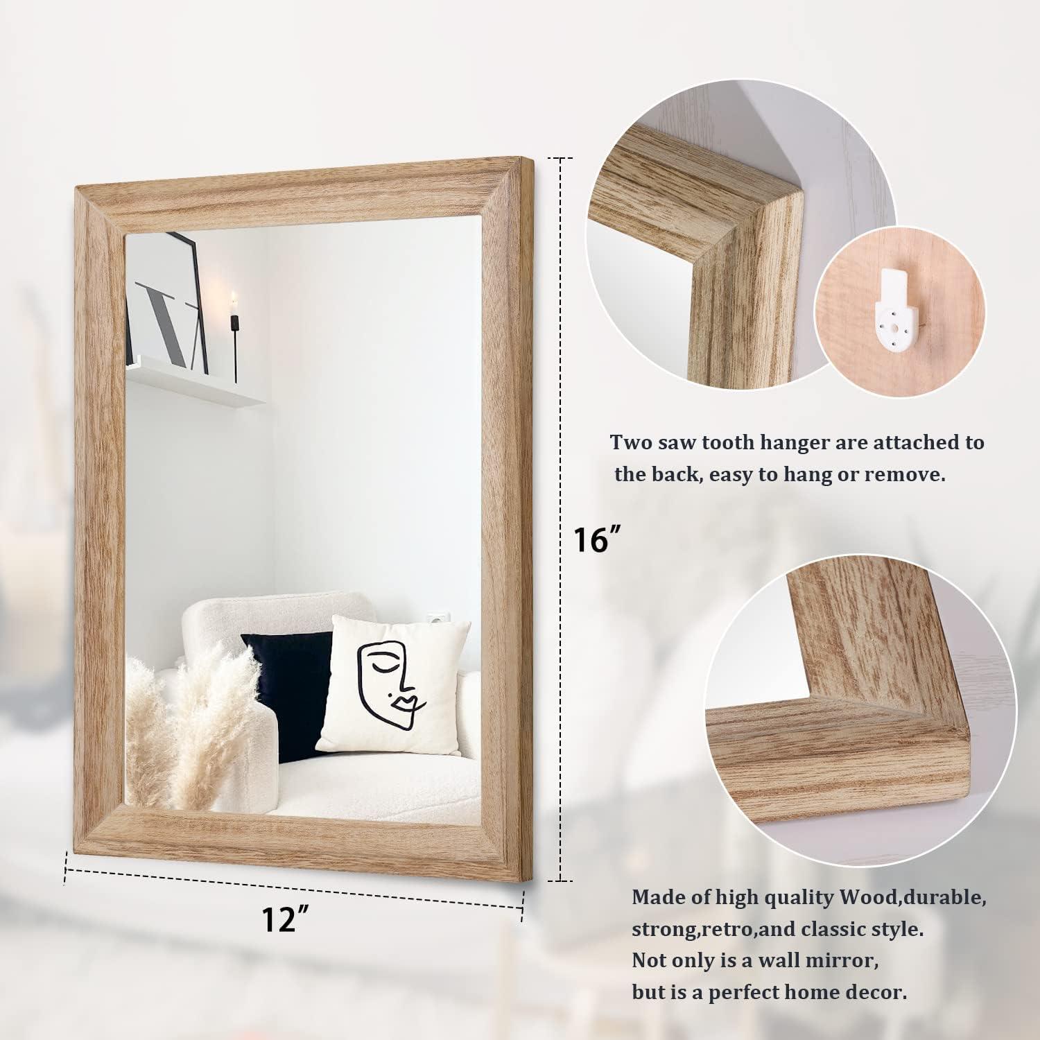 Rustic Light Brown Rectangular Wood Frame Mirror