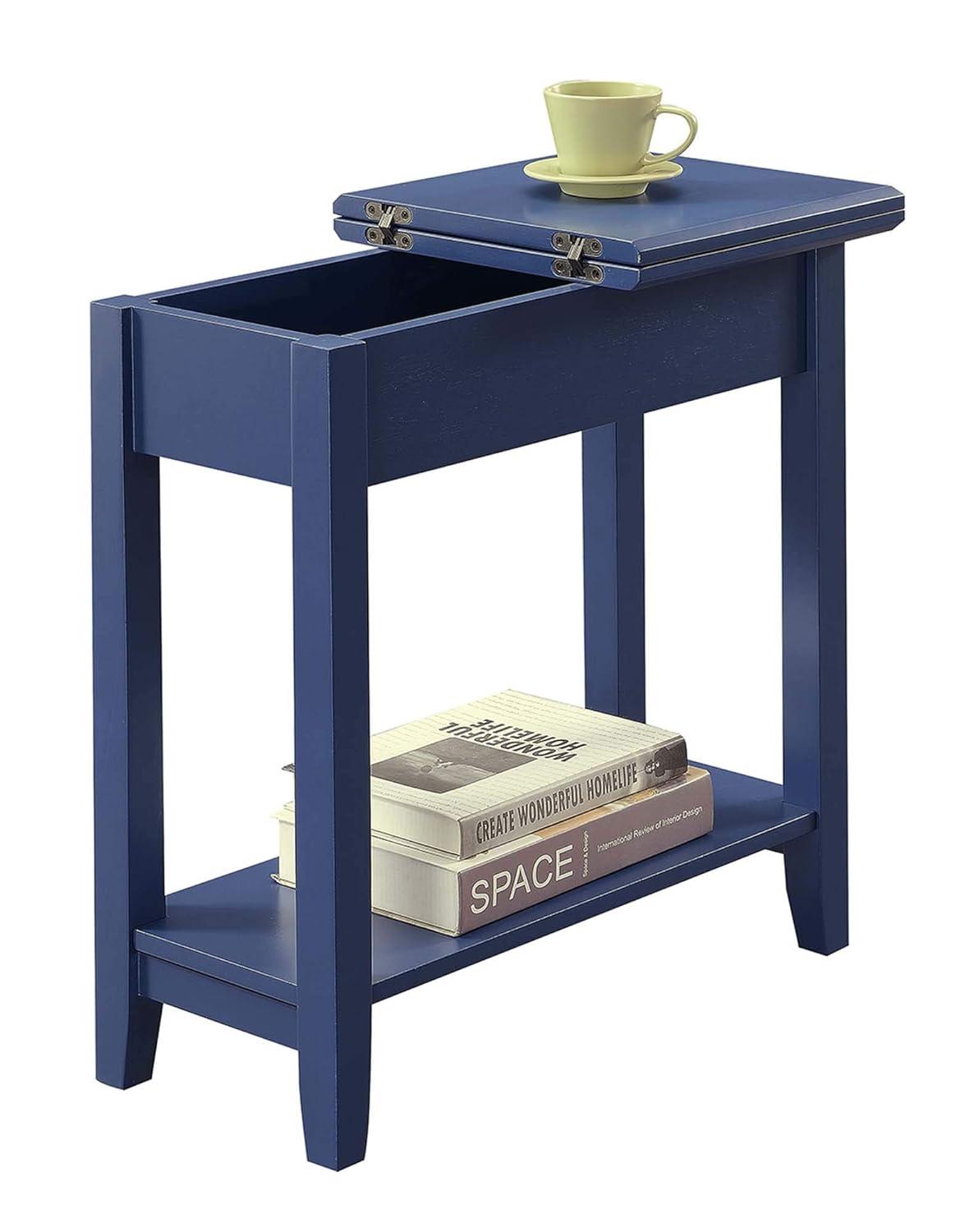 Convenience Concepts American Heritage Flip Top End Table, Cobalt Blue