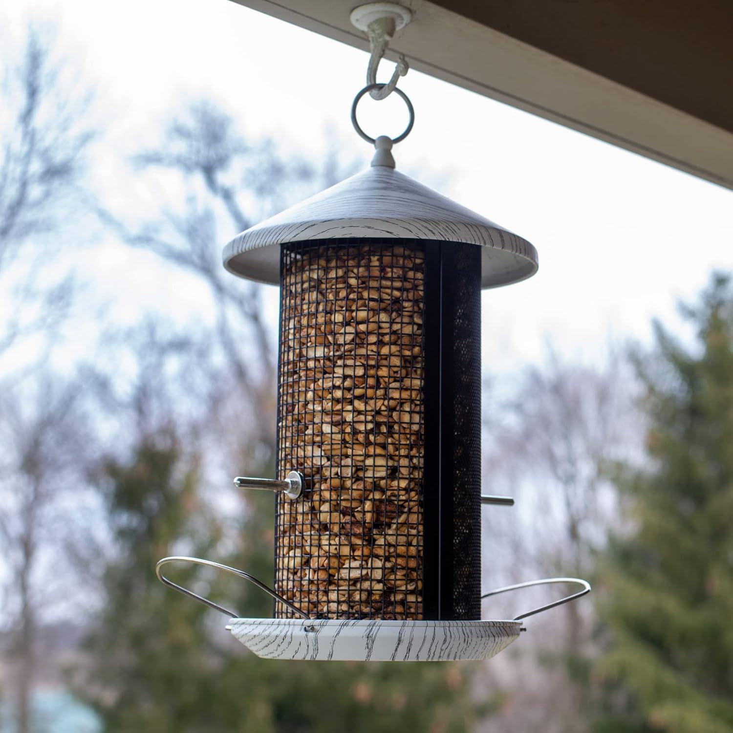 Cottage Garden Hanging 12 inch Whitewashed Finish Heavy Duty Mesh Metal 3 Lb. Bird Feeder