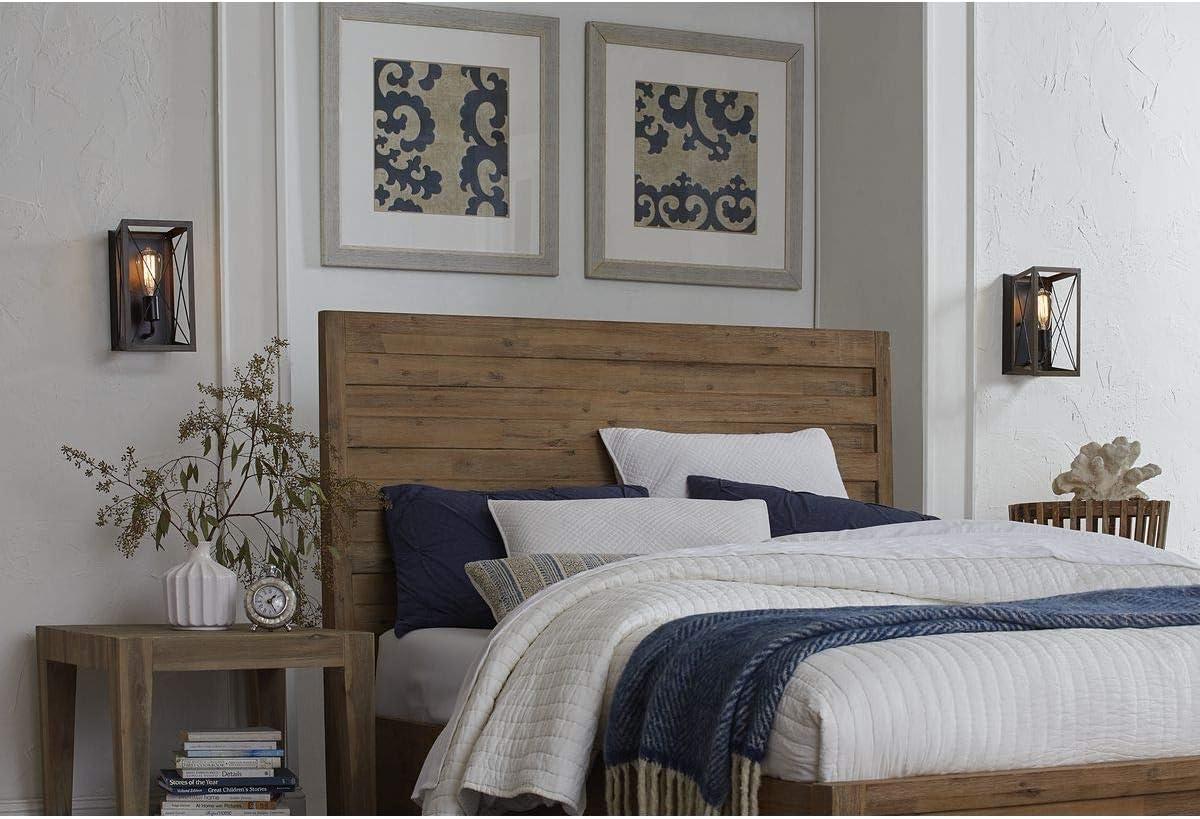 Progress Lighting Briarwood 1-Light Wall Sconce, Galvanized Steel, X-Brace Design, Faux Wood Frame