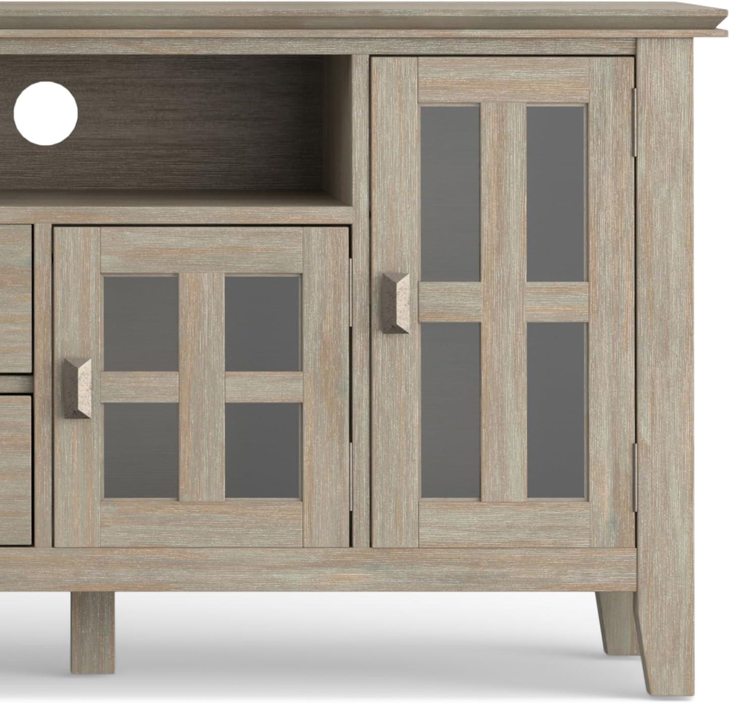 Artisan Wood 72" Transitional TV Media Stand in Gray For TVs up to 80"