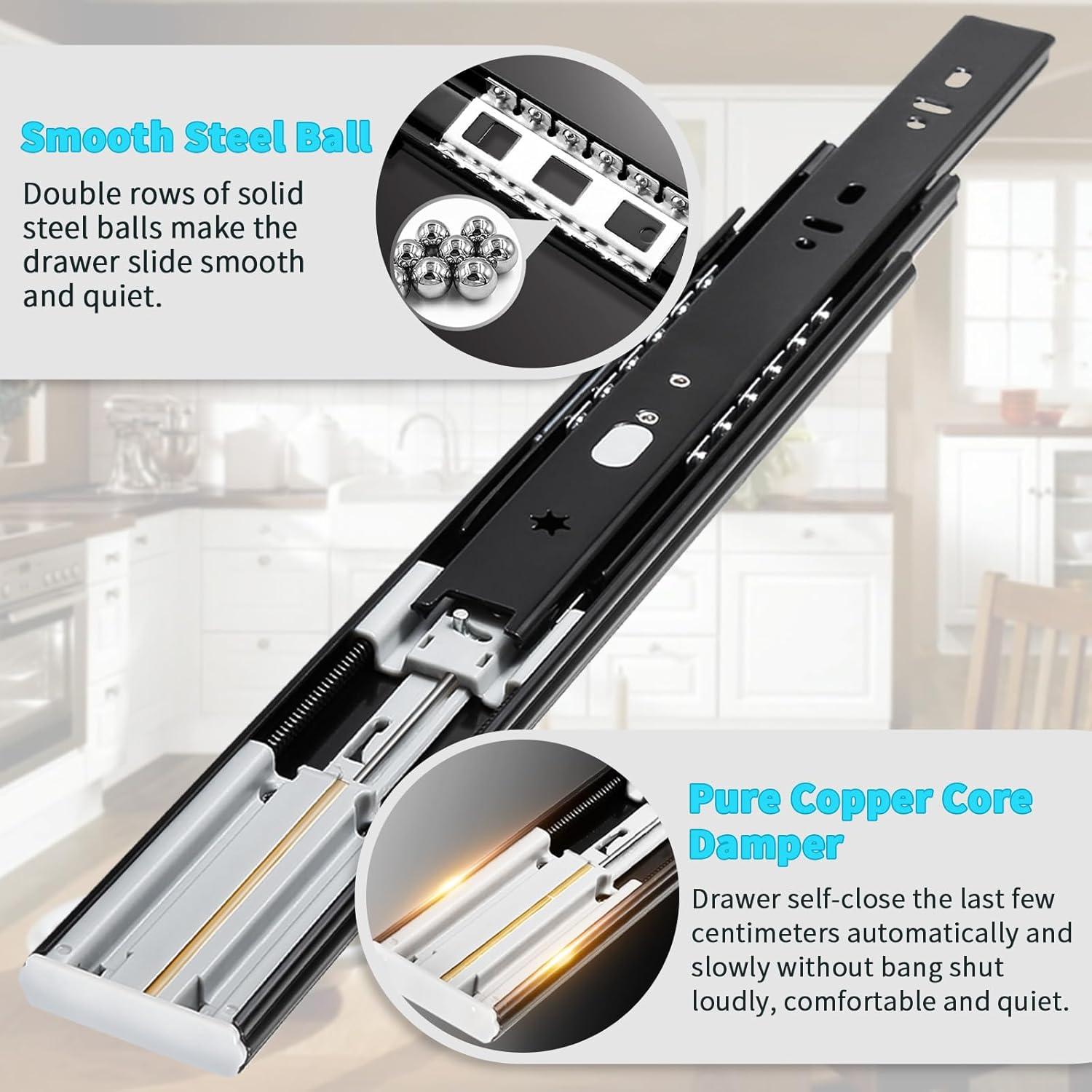 Push to Open Black Steel Ball Bearing Drawer Slides