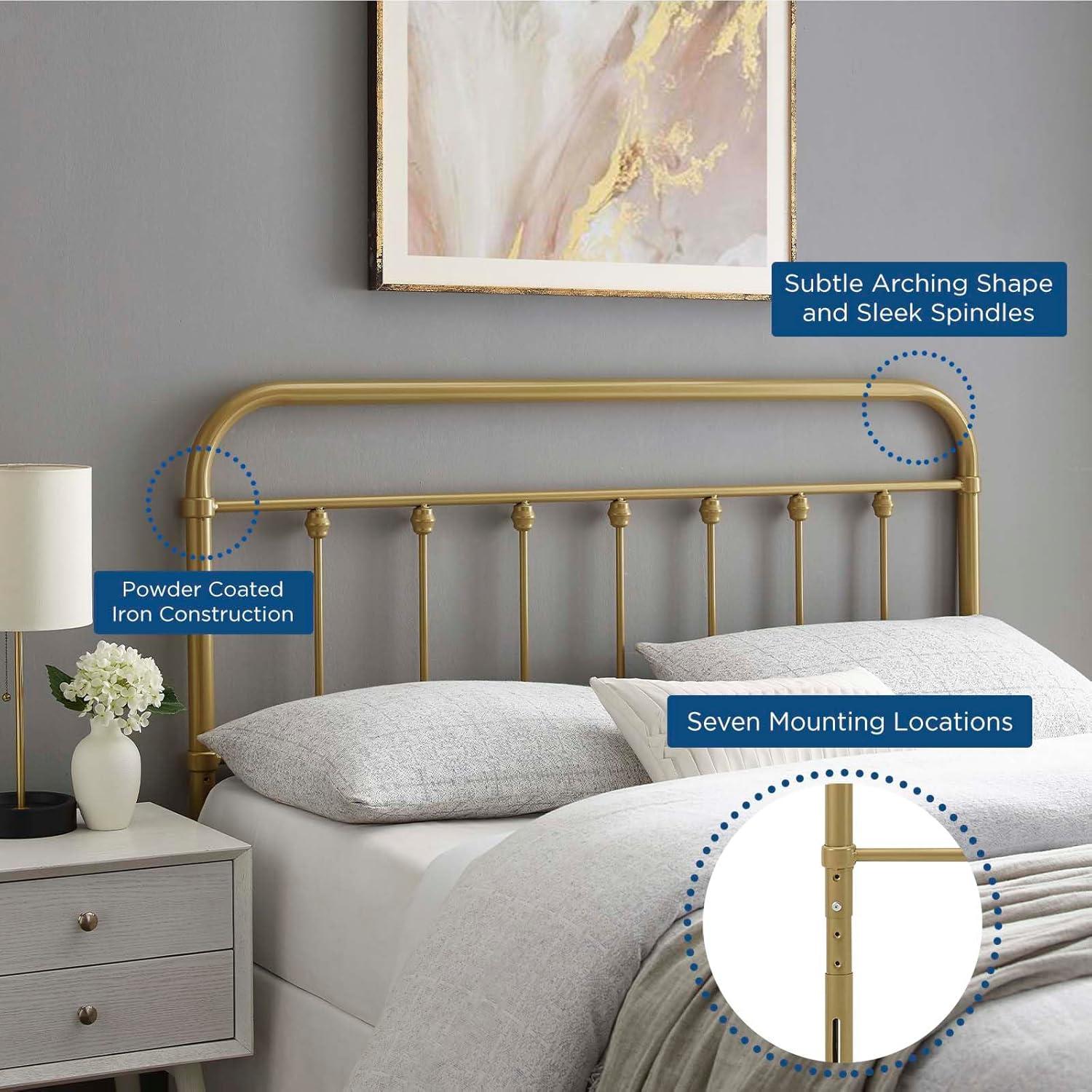Modway Sage Twin Metal Headboard in Gold