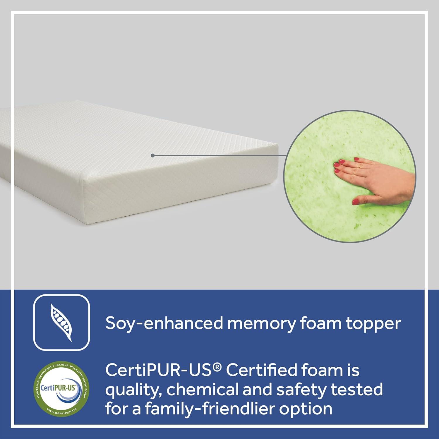 Sealy Baby Butterfly Breathable Knit 2 Stage Waterproof Crib Mattress plus Toddler Bed Fit, Washable Easy Clean Zip Off Cover, GREENGUARD Gold Certified, Safety & Quality Tested, Made in USA, 52"X28"