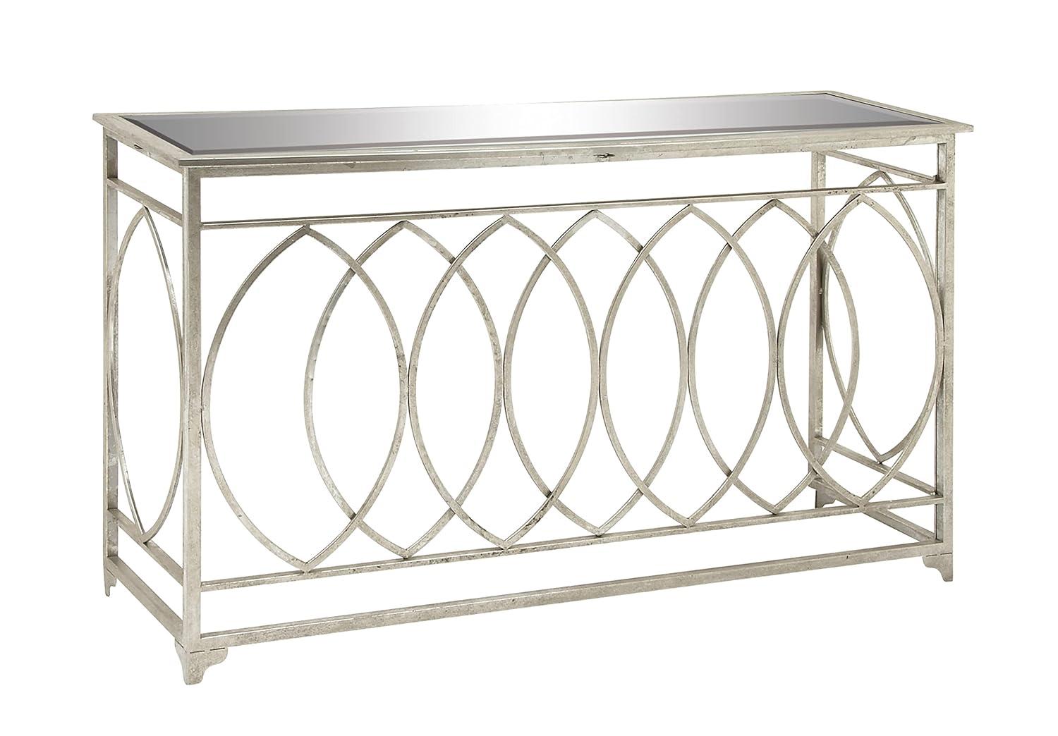 Mercer41 Metal Geometric Living Room Console Table with Mirrored Glass Top