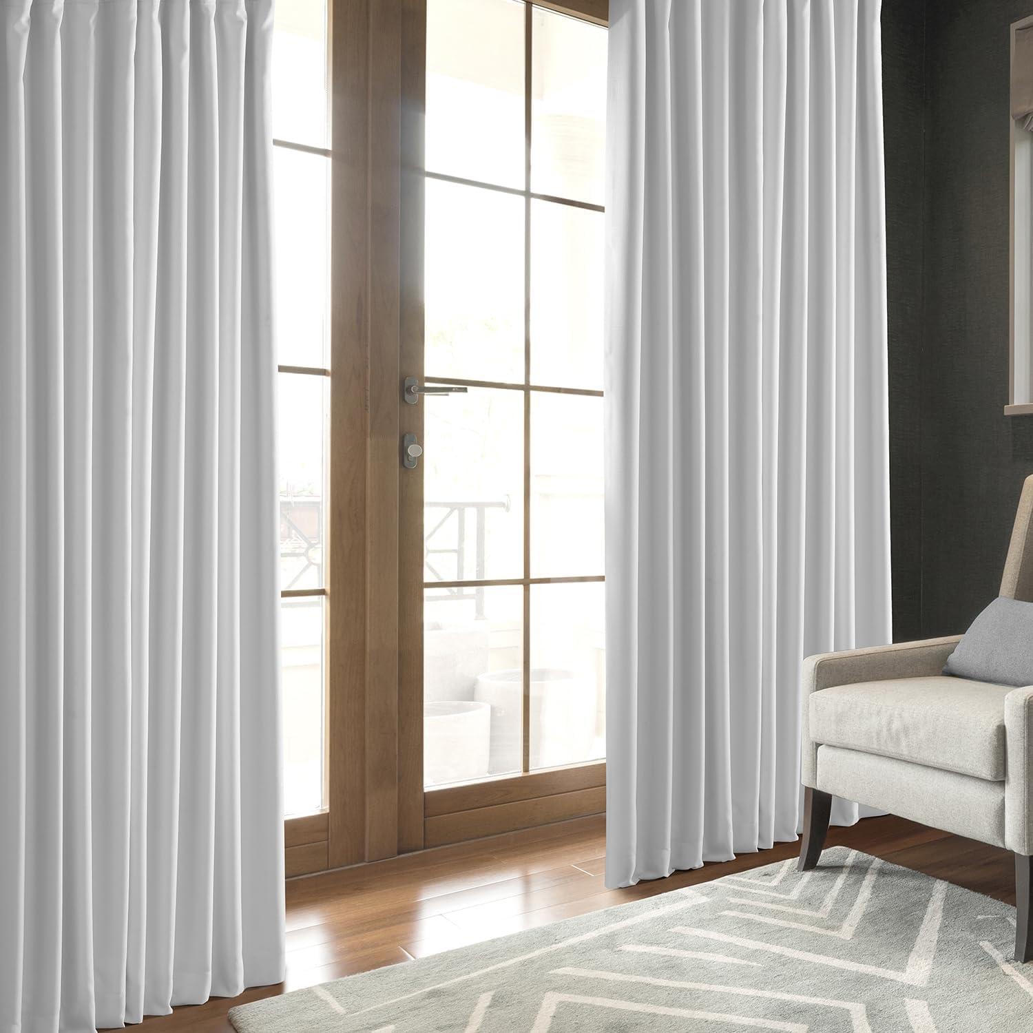 Signature Mission White Faux Linen Blackout Curtain (1 Panel), Mission White, 50W X 108L