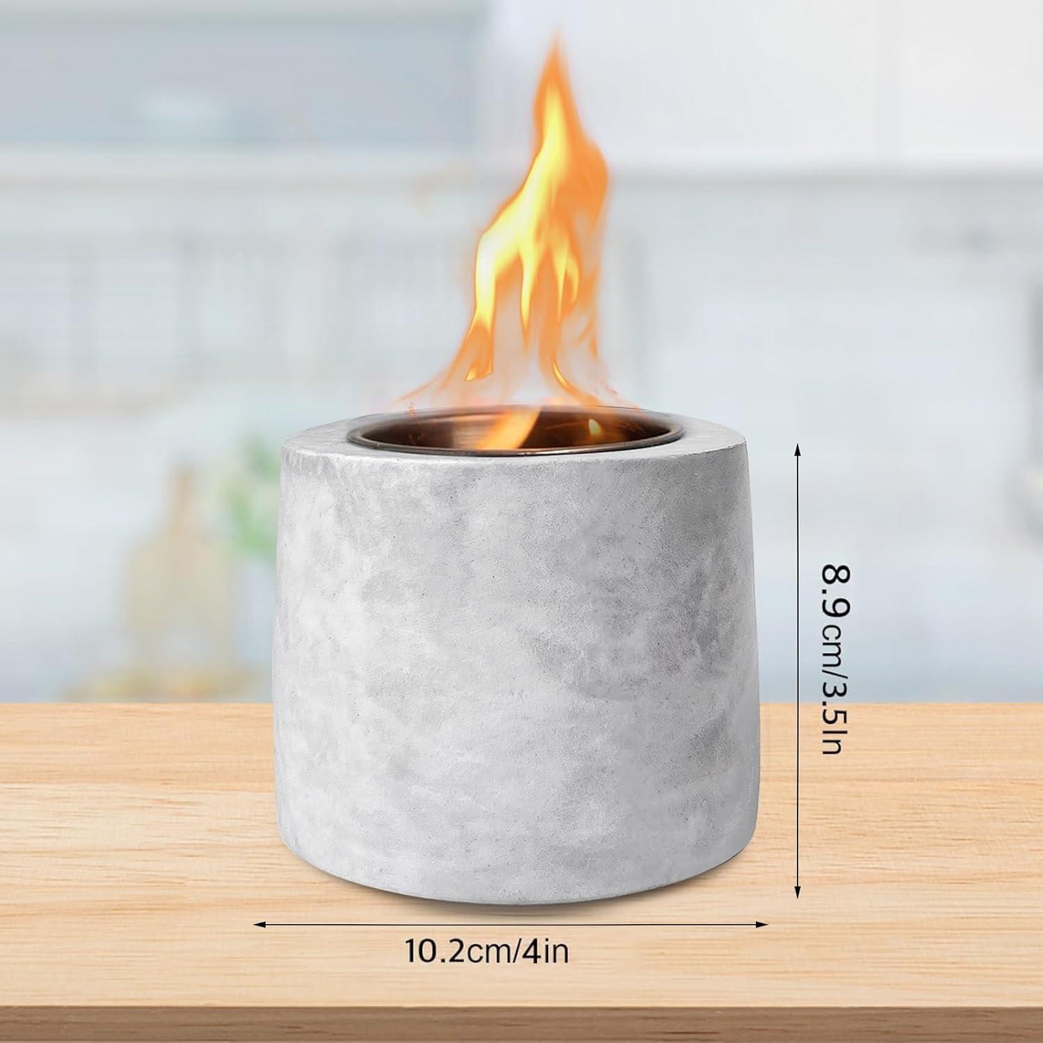 OGEDNAC Table Top Fire Pit Bowl, Concrete Tabletop Firepit Mini Alcohol Fireplace Indoor Outdoor Decor Portable Small Smores Maker for Garden Patio Balcony Wedding Housewarming Birthday Gifts