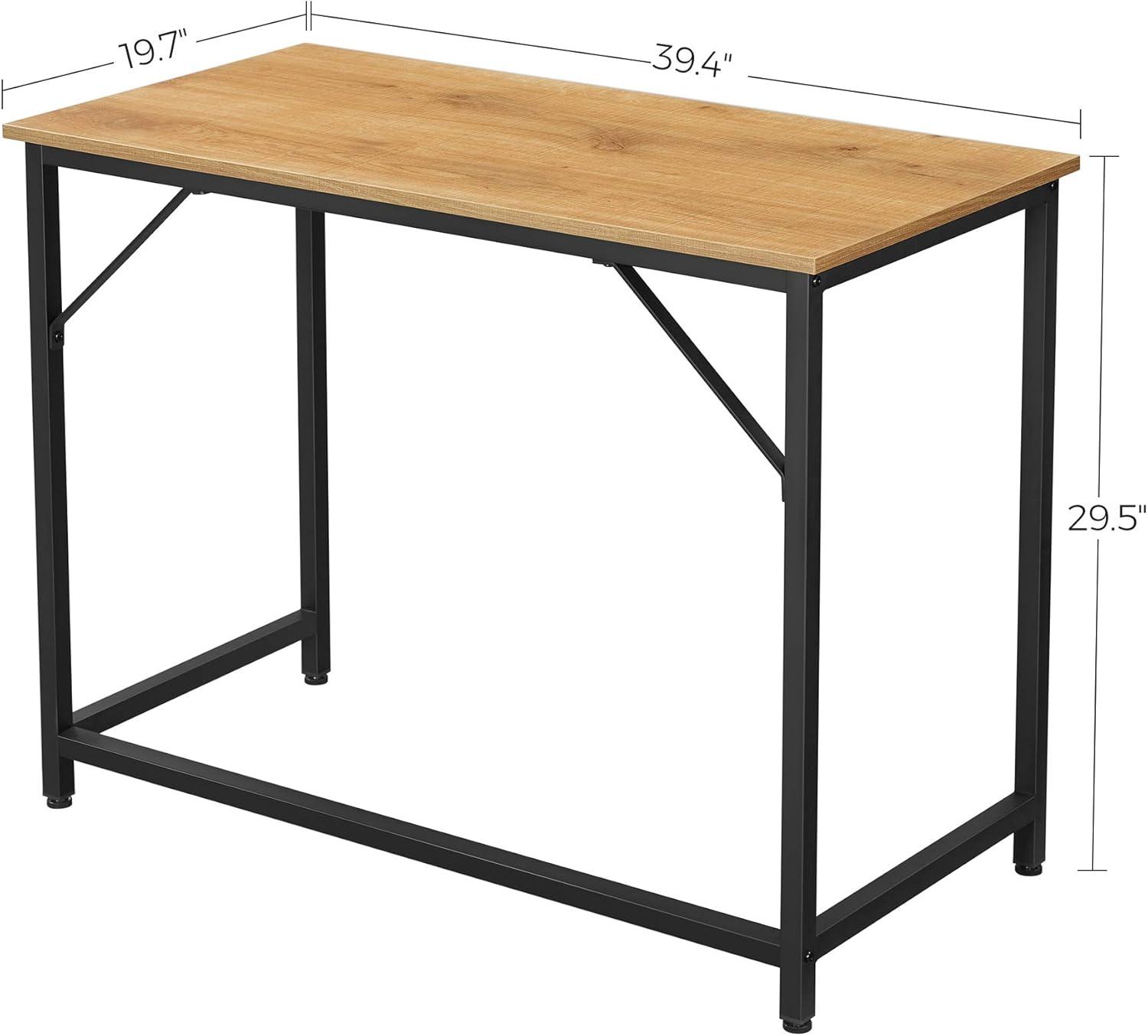 Honey Brown and Black Industrial Metal Frame Computer Desk