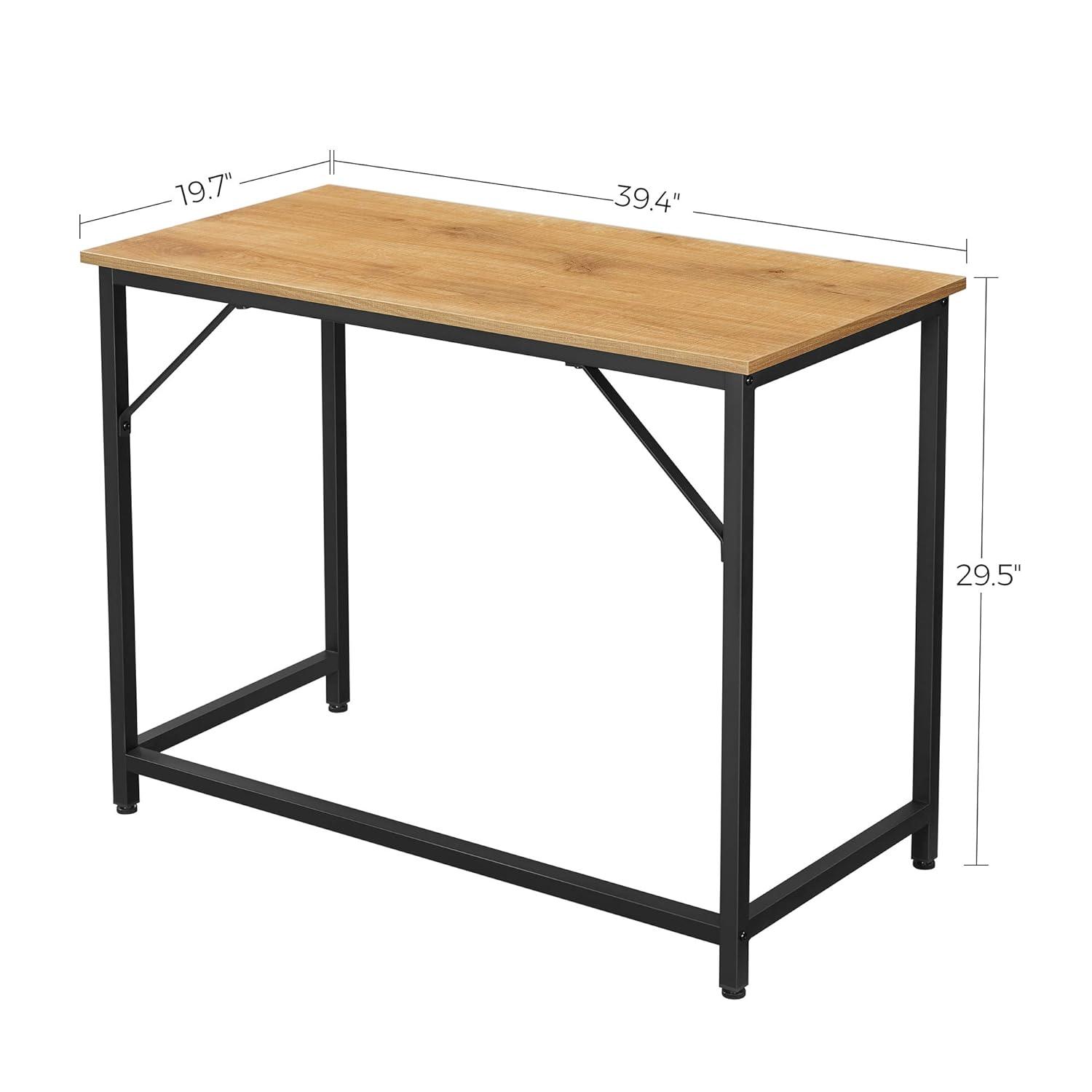 VASAGLE 39-Inch Computer Writing Desk Home Office Small Study Workstation Industrial Style PC Laptop Table Steel Frame 39.4in Honey Brown + Black
