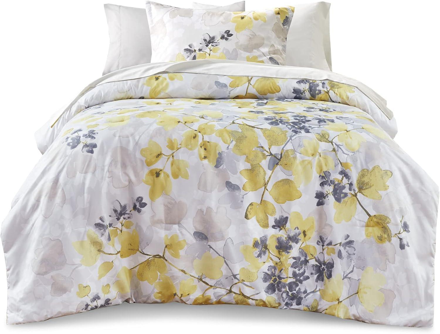 Madison Park Karissa Comforter Set with Bed Sheets Yellow