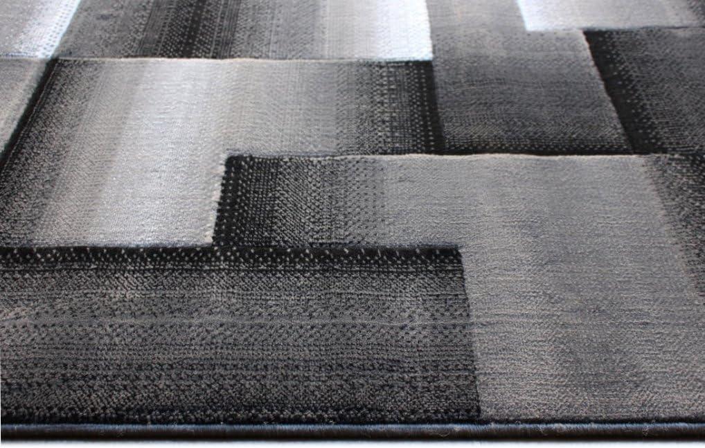 Masada Rugs Trendz Collection 5'x7' Modern Contemporary Area Rug in Black, White and Gray-Design Trz861