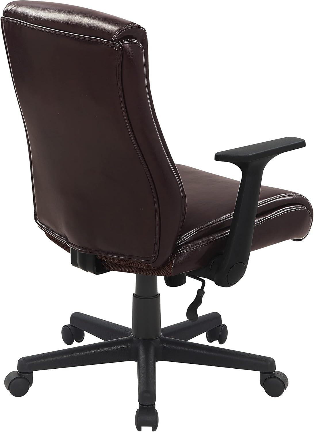 Mid-Back Managers Office Chair with Flip Up Arms in Chocolate Faux Leather