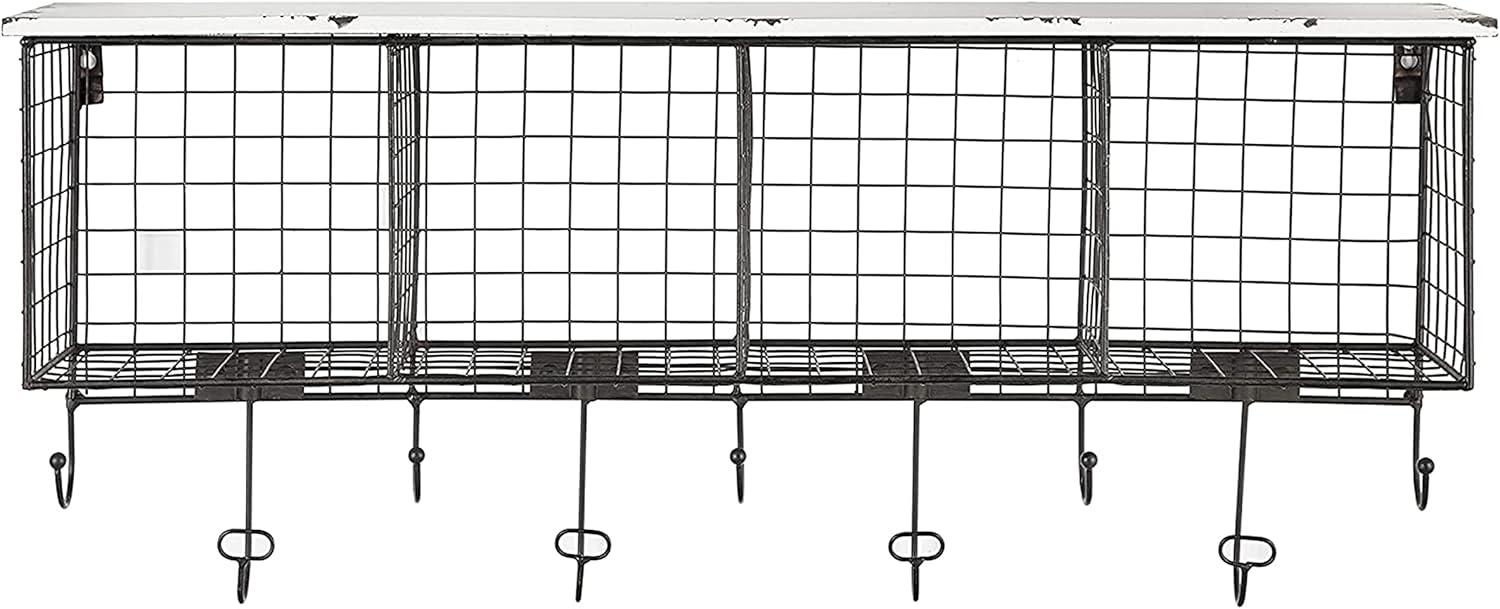 Linon Four Cubby Metal Wall Shelf in White