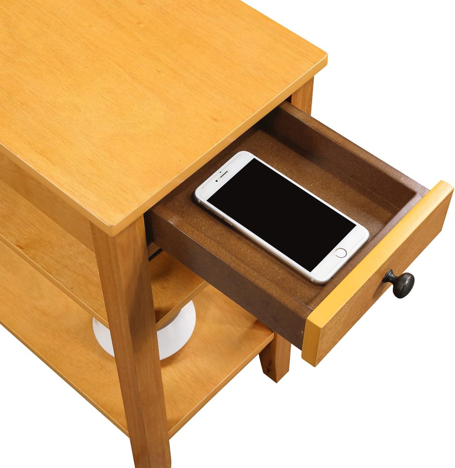 Convenience Concepts American Heritage End Table/Charging Station, Natural