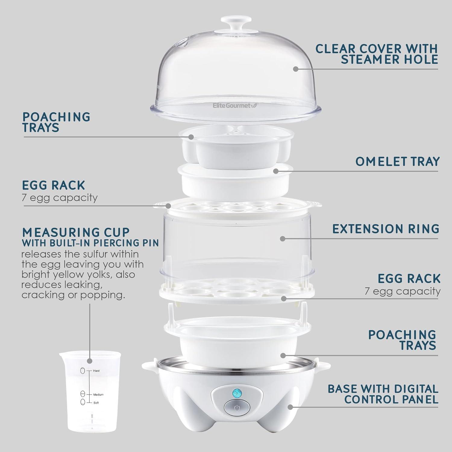 Elite Gourmet Automatic 2-Tier Egg Cooker/Steamer