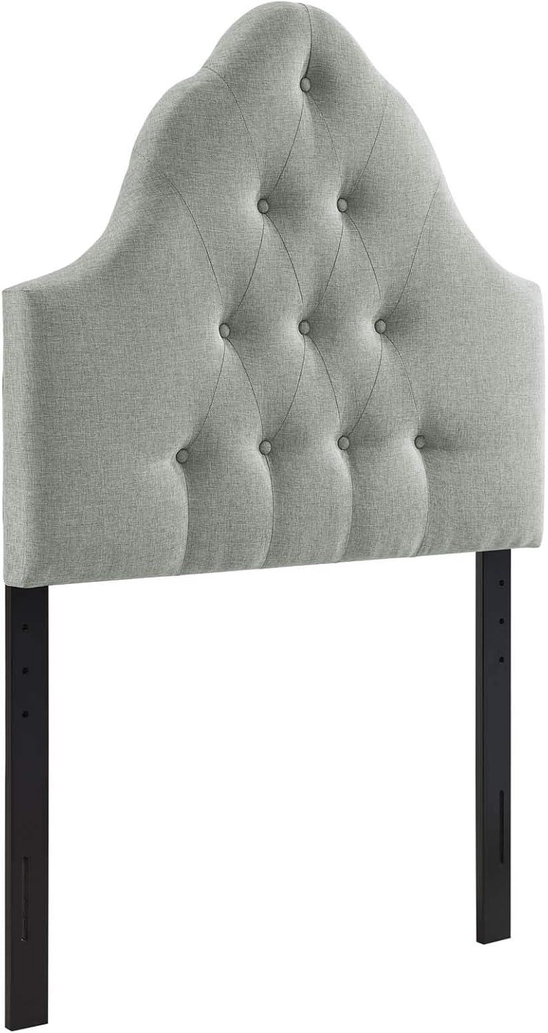 Gray Twin Upholstered Tufted Scallop Headboard