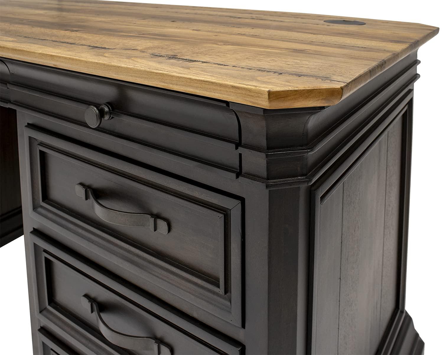 Sonoma Double Pedestal Desk Brown - Martin Furniture: Antique Bronze Hardware, Wood Veneer, No Assembly Required