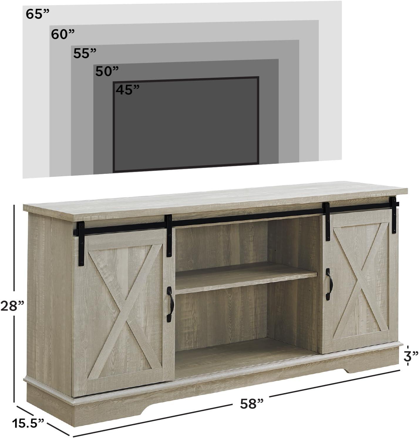 Walker Edison Sliding Farmhouse Barn Door TV Stand for TVs up to 65", Stone Grey
