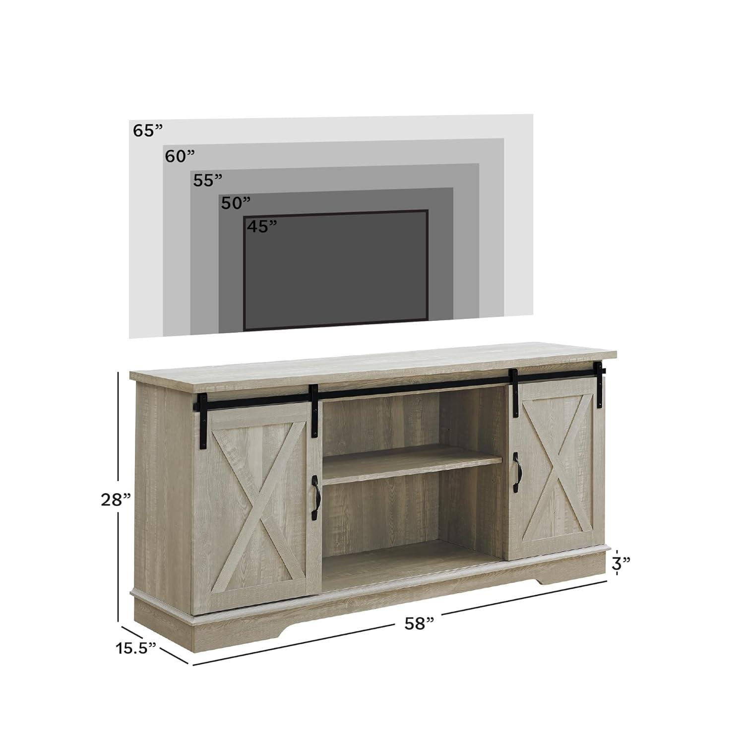 Walker Edison Sliding Farmhouse Barn Door TV Stand for TVs up to 65", Stone Grey