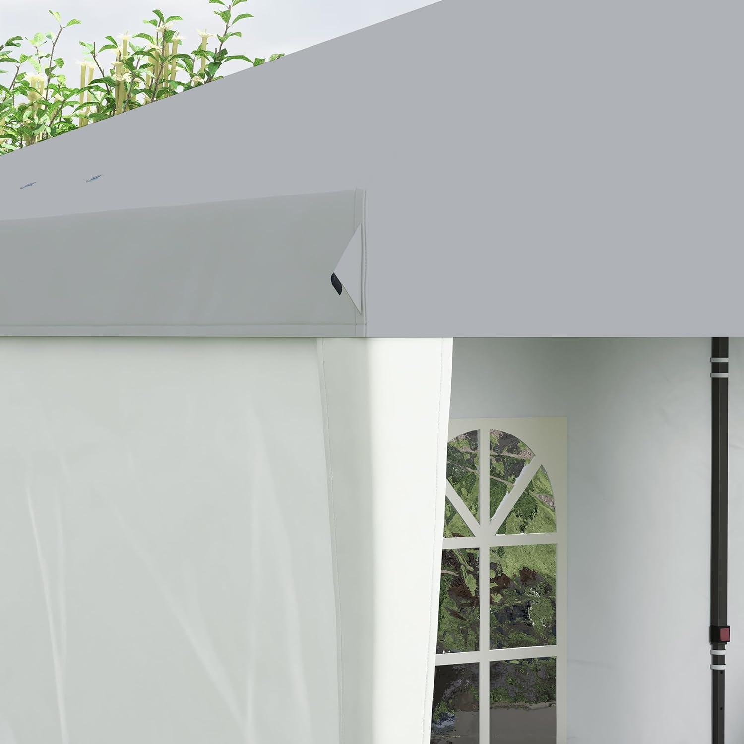 Outsunny 10' x 20' Heavy Duty Pop Up Canopy Party Tent with 4 Removable Sidewalls, Outdoor Cabana Gazebo with Carry Bag, Weather Protection, White