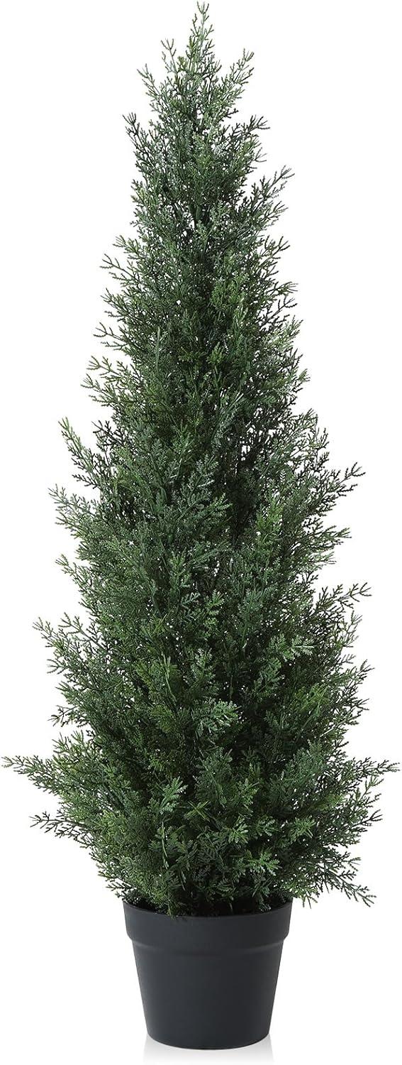 3FT Artificial Cedar Topiary Trees for Outdoors Potted Fake Cypress Tree Faux Evergreen Plants for Home Porch Decor