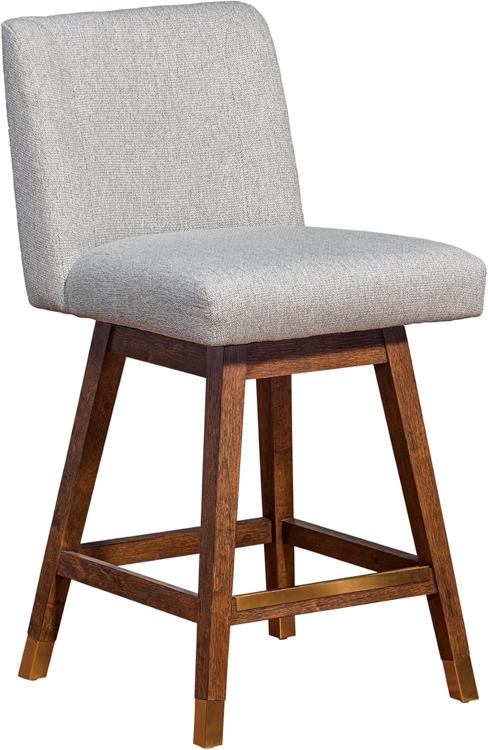 Armen Living Basila Wood Finish with Fabric Swivel Counter Height Barstool Brown Oak/Taupe